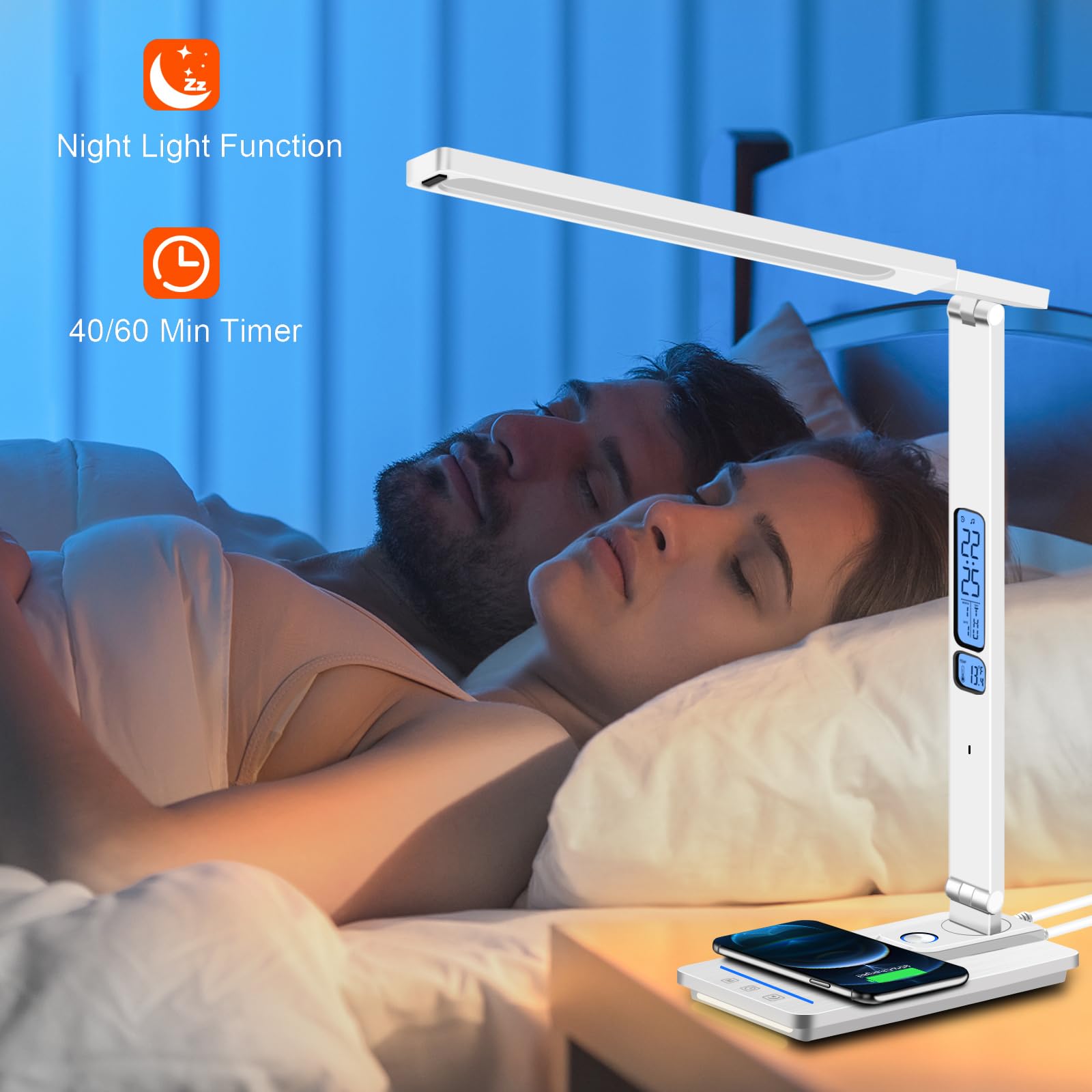 AFROG 5th Gen LED Desk Lamp with USB Charging Port - 1800Lux Super Bright, 5 Lighting Modes, 7 Brightness Levels, Touch Control & Auto Timer - 12W Office Table Lamp for Home, Study, Reading & Work
