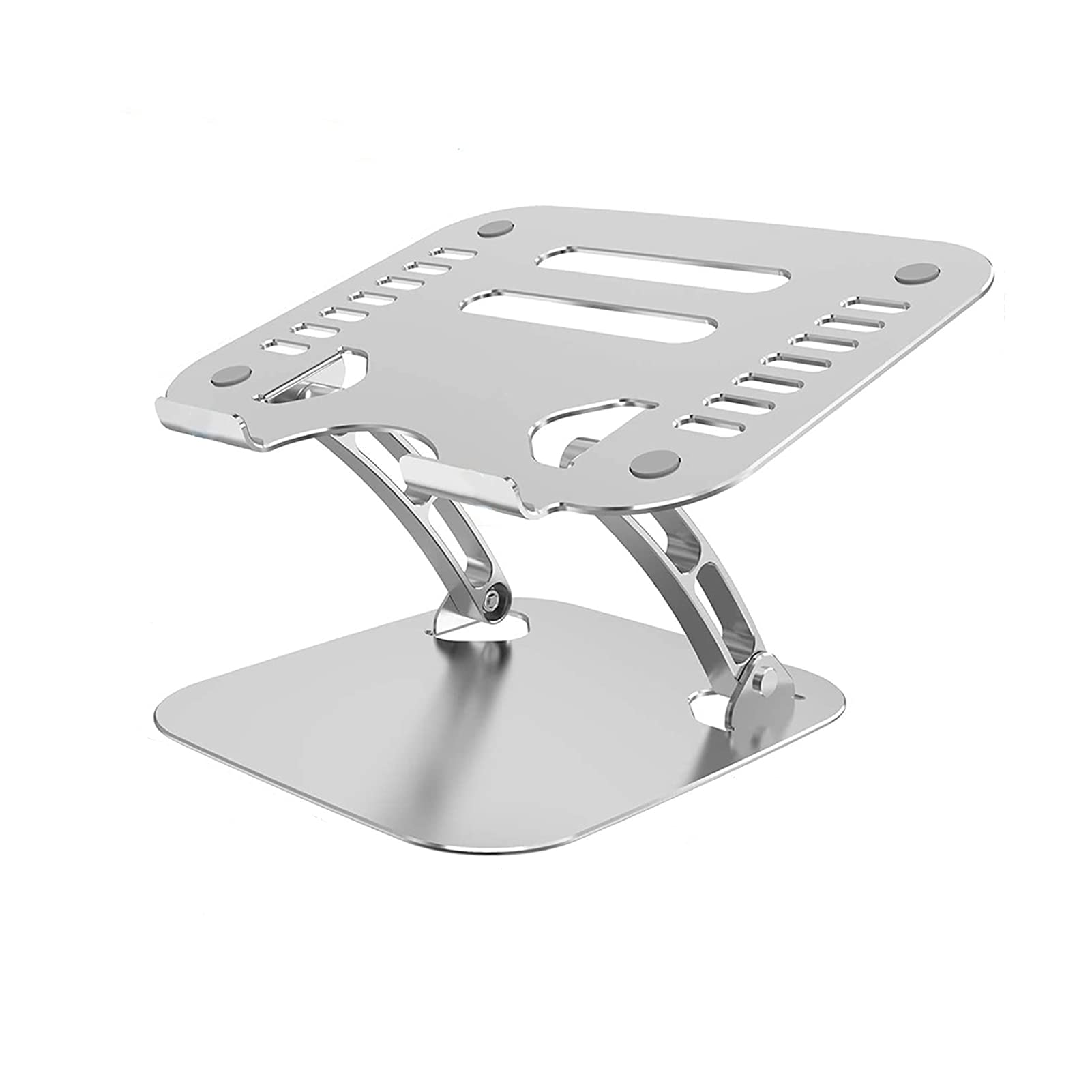 Adjustable Aluminum Laptop Stand for Desk, Ergonomic Foldable Laptop Riser for 10-17 Inch Laptops, Silver - Perfect for Home Office, Gaming, and Study