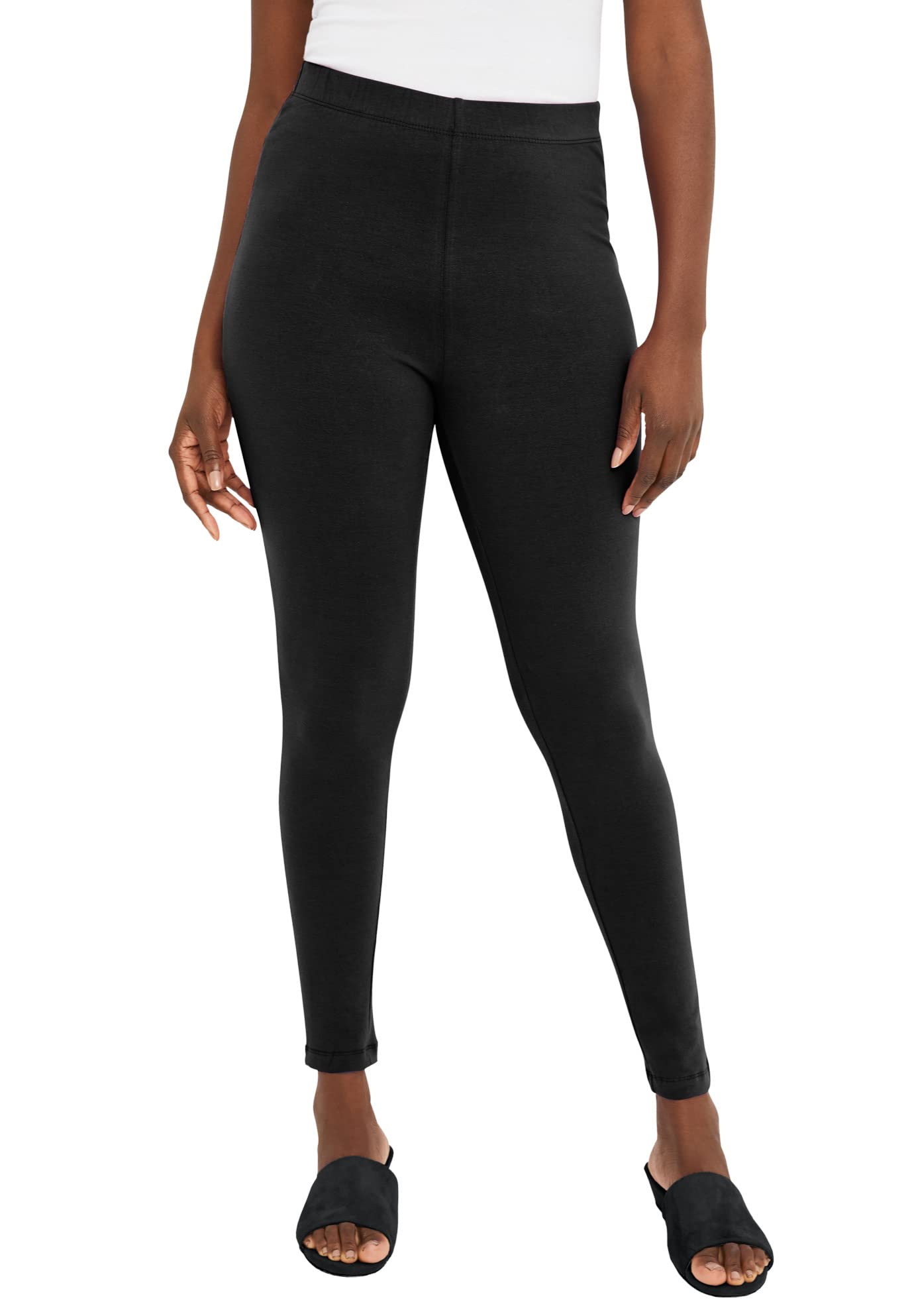 Jessica London Plus Size Cotton Leggings for Women - Everyday Comfort & Stretch