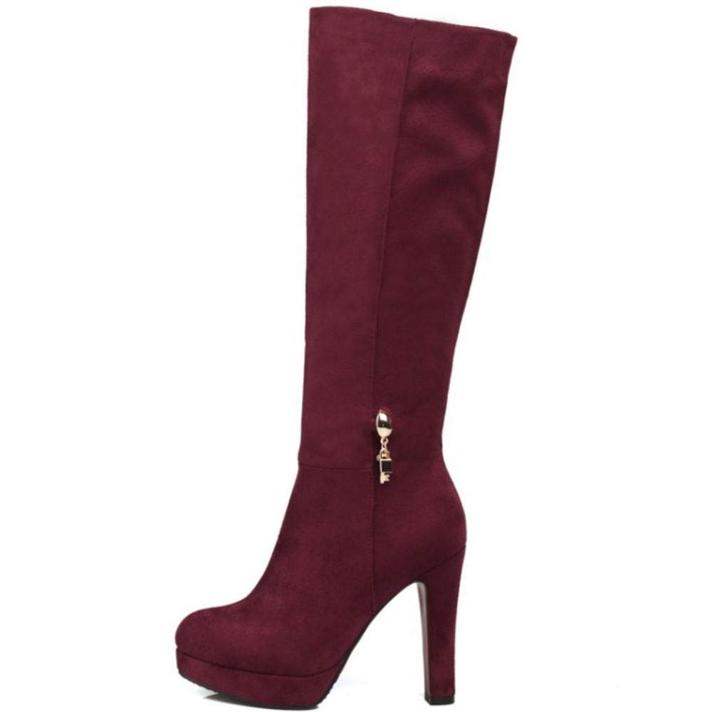 Scarouki Women's Elegant Mid-Calf Boots with Block Heels & Platform - Stylish Fall/Winter Fashion for Office, Dating & Night Out