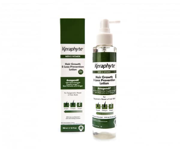 Keraphyte Hair Growth & Loss Prevention Lotion - 100% Natural Treatment for Thicker Hair | Sulfate-Free, Paraben-Free, Fragrance-Free Formula | Promotes Hair Density & Scalp Health | Perfect for Daily Use at Home or Salon