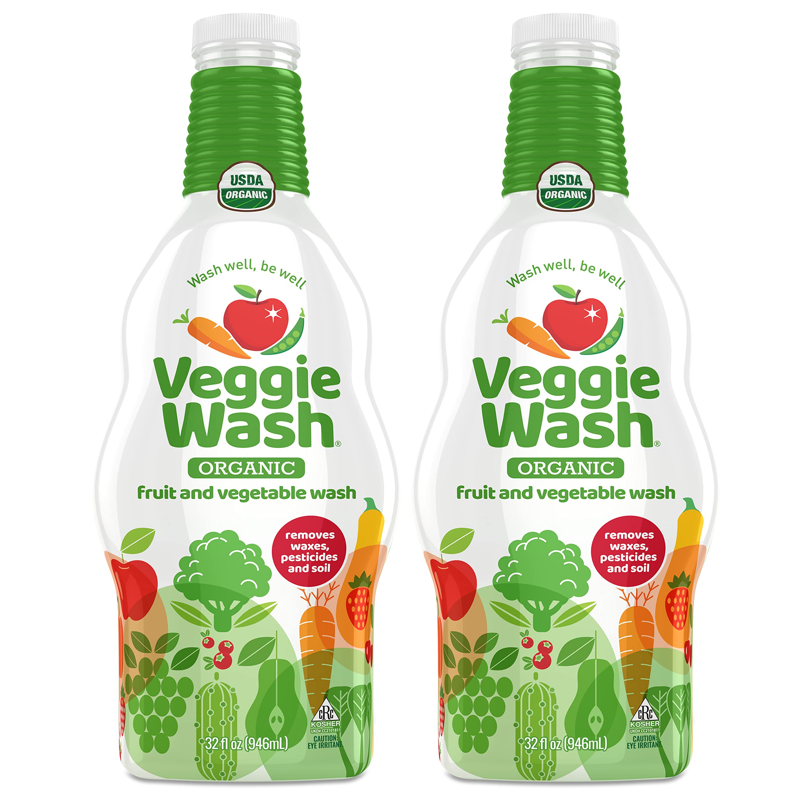 Organic Fruit and Vegetable Wash - USDA Certified, 32oz (Pack of 2) | Natural Produce Cleaner for Berries, Leafy Greens & Fresh Fruits | Safe for Kids, Vegan & Eco-Friendly Kitchen Use