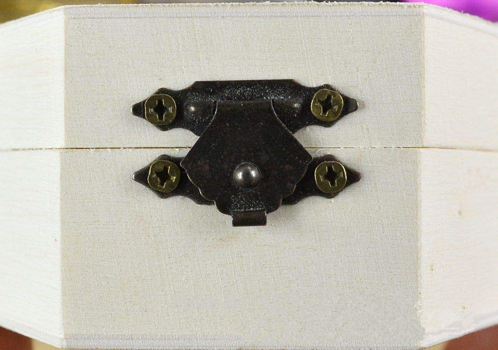 Unfinished Wooden Jewelry Storage Box - DIY Hexagon Craft Case for Earrings, Necklaces & Rings - Organizer with Lid Lock - Perfect for Home Decor, Gift Giving & Craft Projects