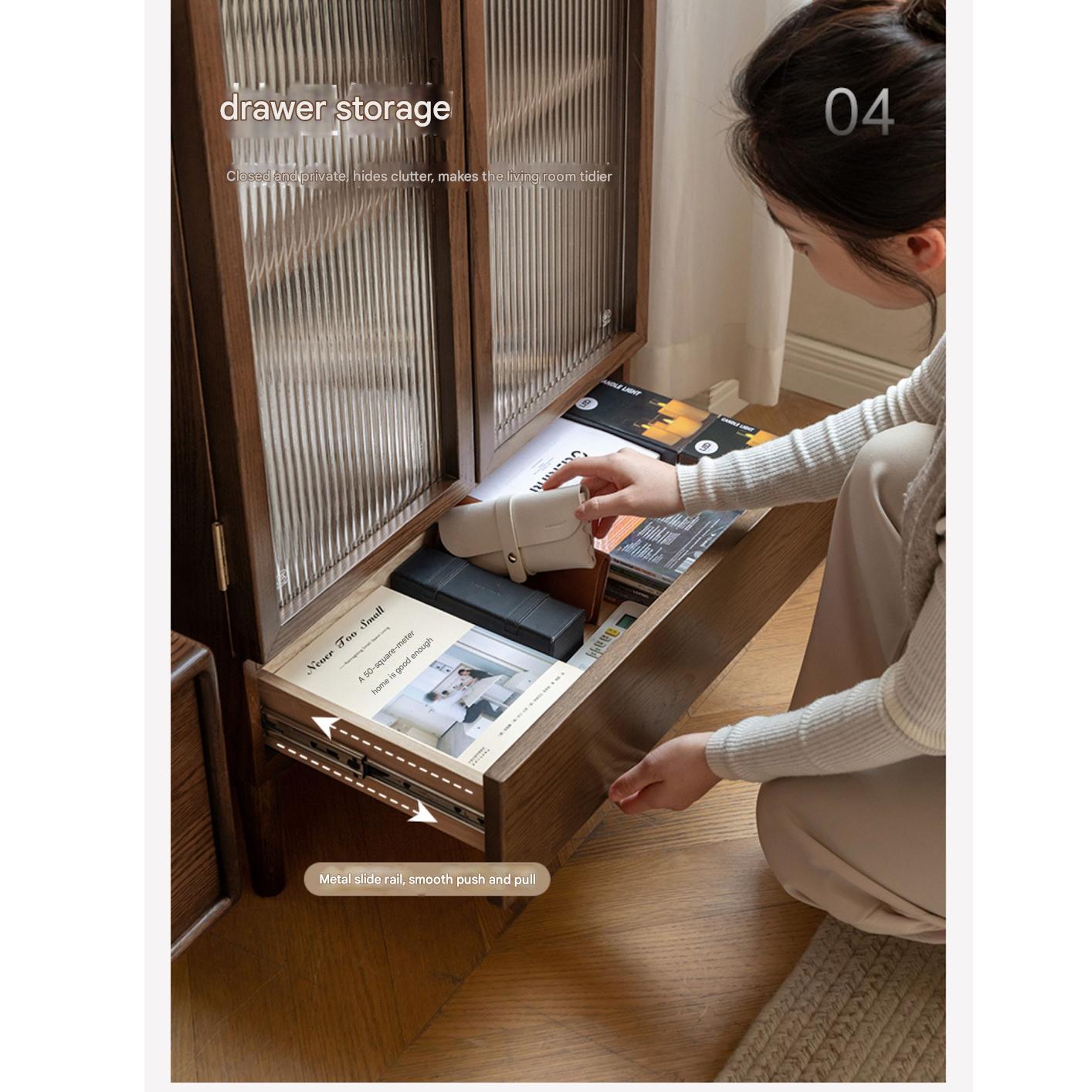 Solid Oak Wood Modern Side Cabinet - Stylish Storage for Living Room, Bedroom, or Office
