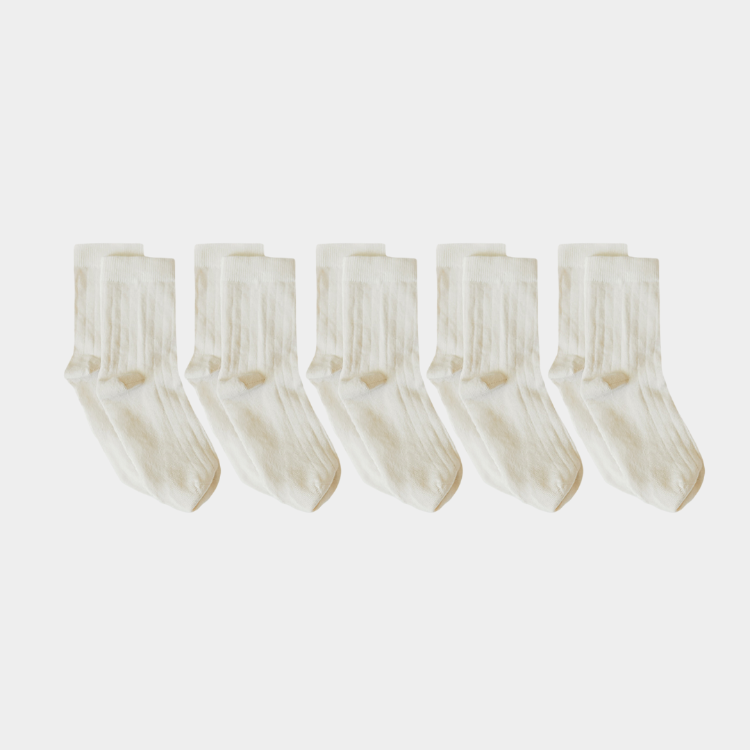 Pure Organic Cotton Kids' Socks - No Dye No Grips - 98% Natural Soft Comfortable Toddler Socks for Everyday Wear & Playtime