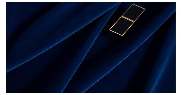 Luxury Velvet Curtains for Living Room - Soft Plush Blackout Drapes, Navy Blue, Modern Thermal Insulated Window Treatments for Bedroom & Home Decor
