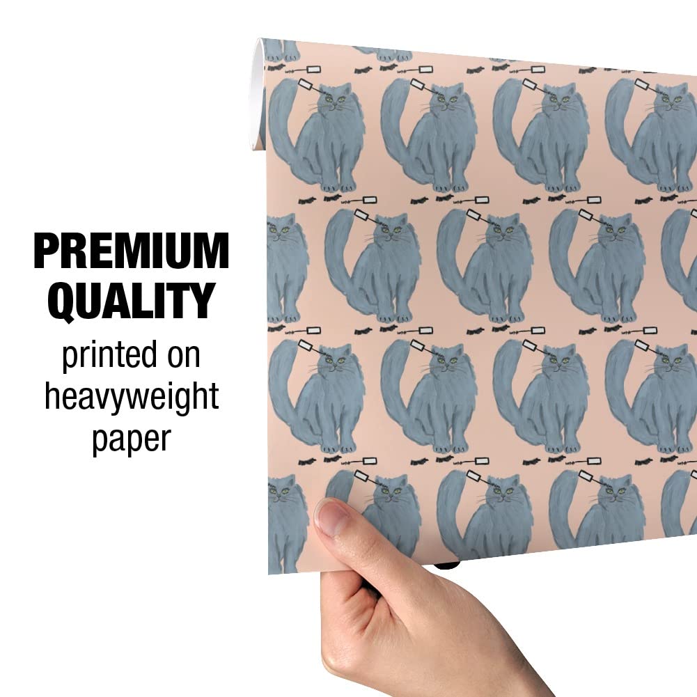 GRAPHICS & MORE Mascara Cat Gift Wrap Paper Rolls - Perfect for Birthday, Christmas & Party Gifts Wrapping