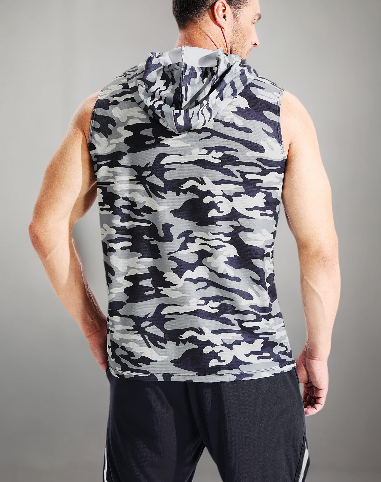 Neleus Men's Running Tank Tops 3 Pack - Breathable Sleeveless Workout Shirts with Hood for Gym, Jogging & Outdoor Sports | Moisture-Wicking Athletic Performance Apparel
