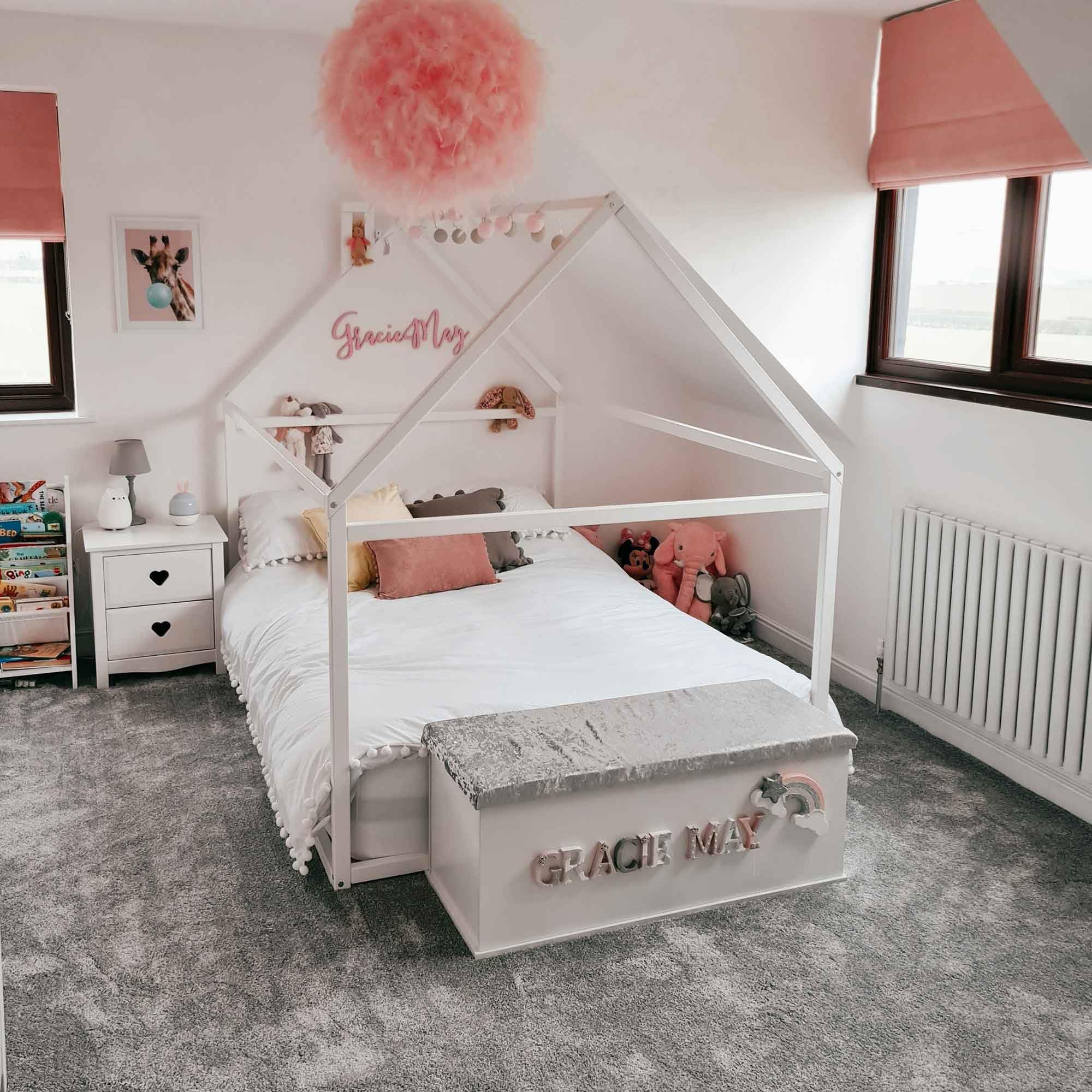 Montessori Toddler Bed Frame - Full Size House Bed for Kids - Play & Sleep
