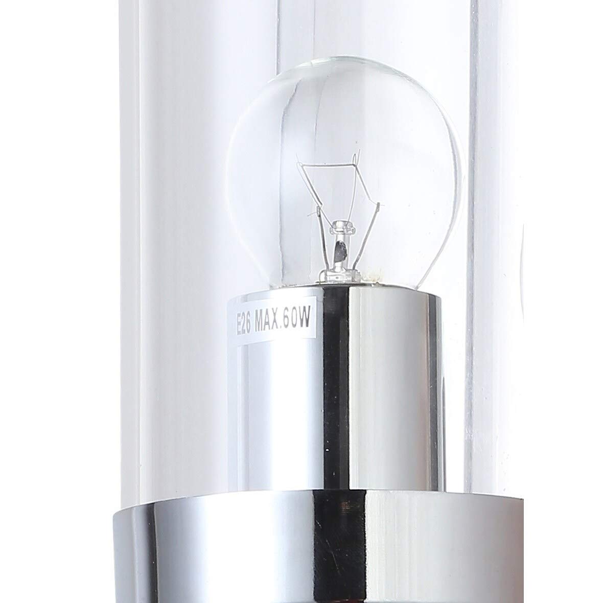 Chrome Metal Frame Wall Sconce with Glass Shade - Modern Lighting Fixture for Living Room, Bedroom, or Hallway Decor