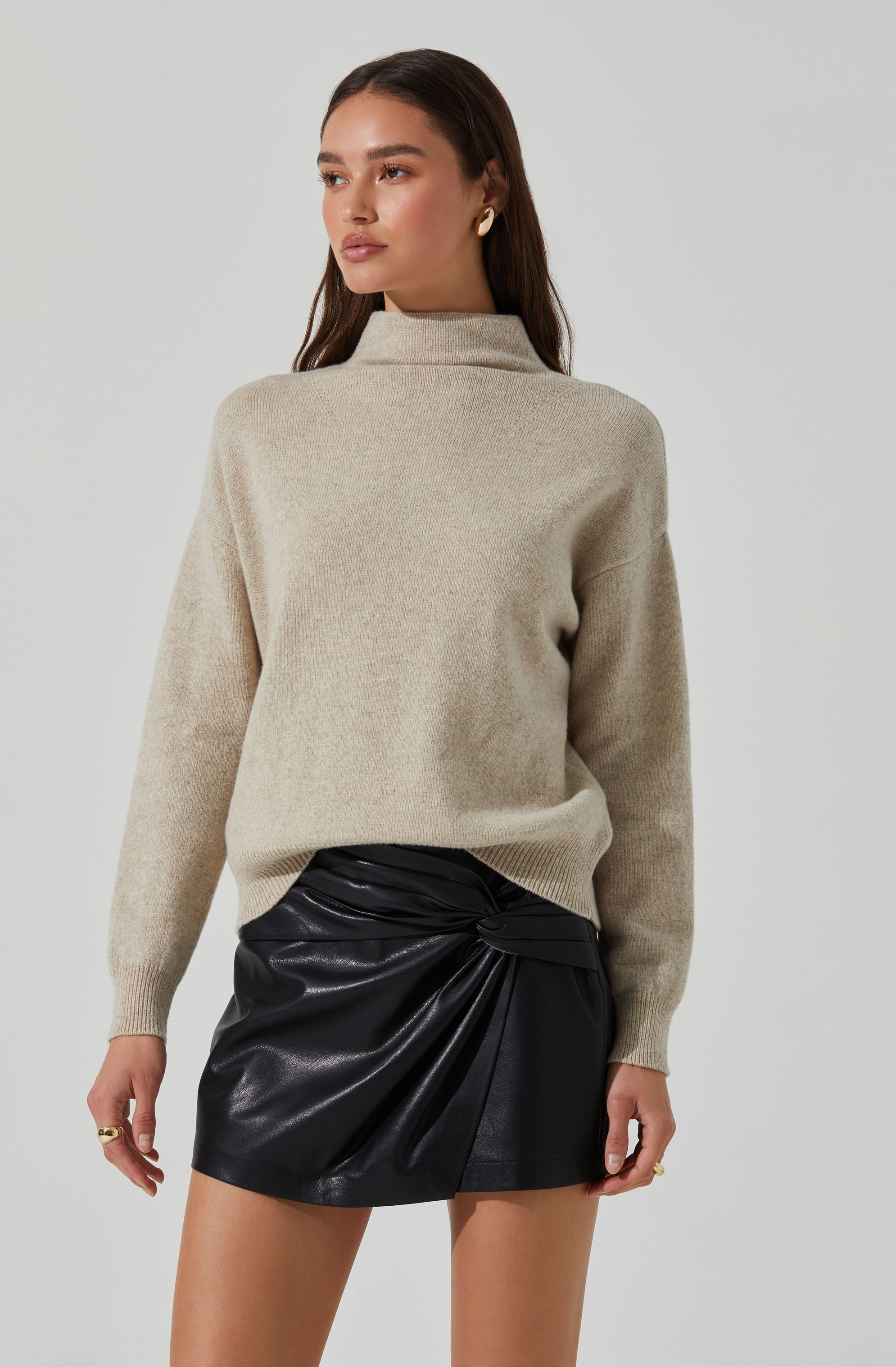 Adley Mock Neck Wool Sweater for Women - Soft Winter Knit Pullover - Perfect for Office, Date Night & Casual Outfits