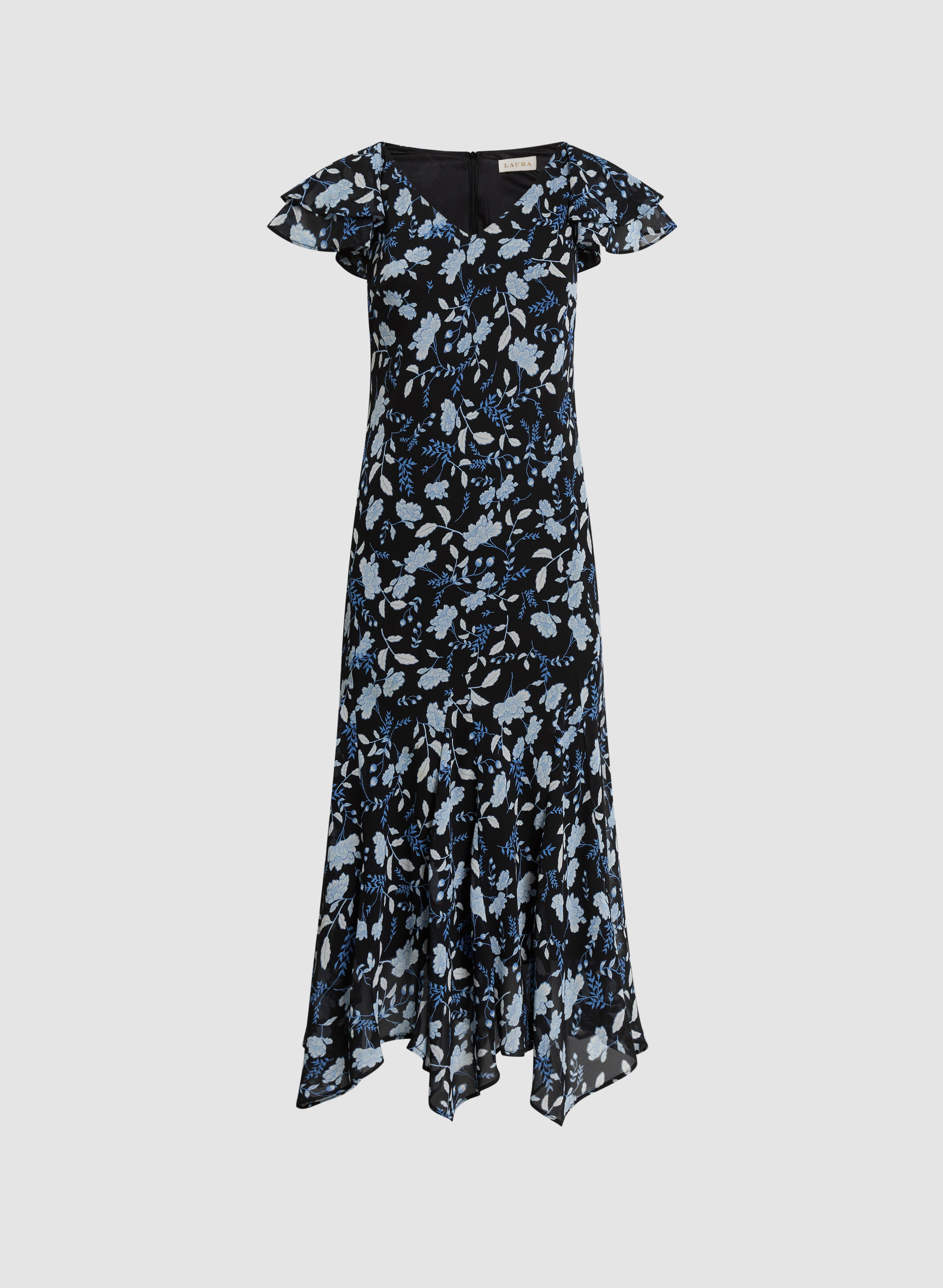 Floral Flutter Sleeve Dress for Women - Elegant Summer Maxi Dress with Ruffle Sleeves - Perfect for Beach Vacation, Garden Party & Date Night