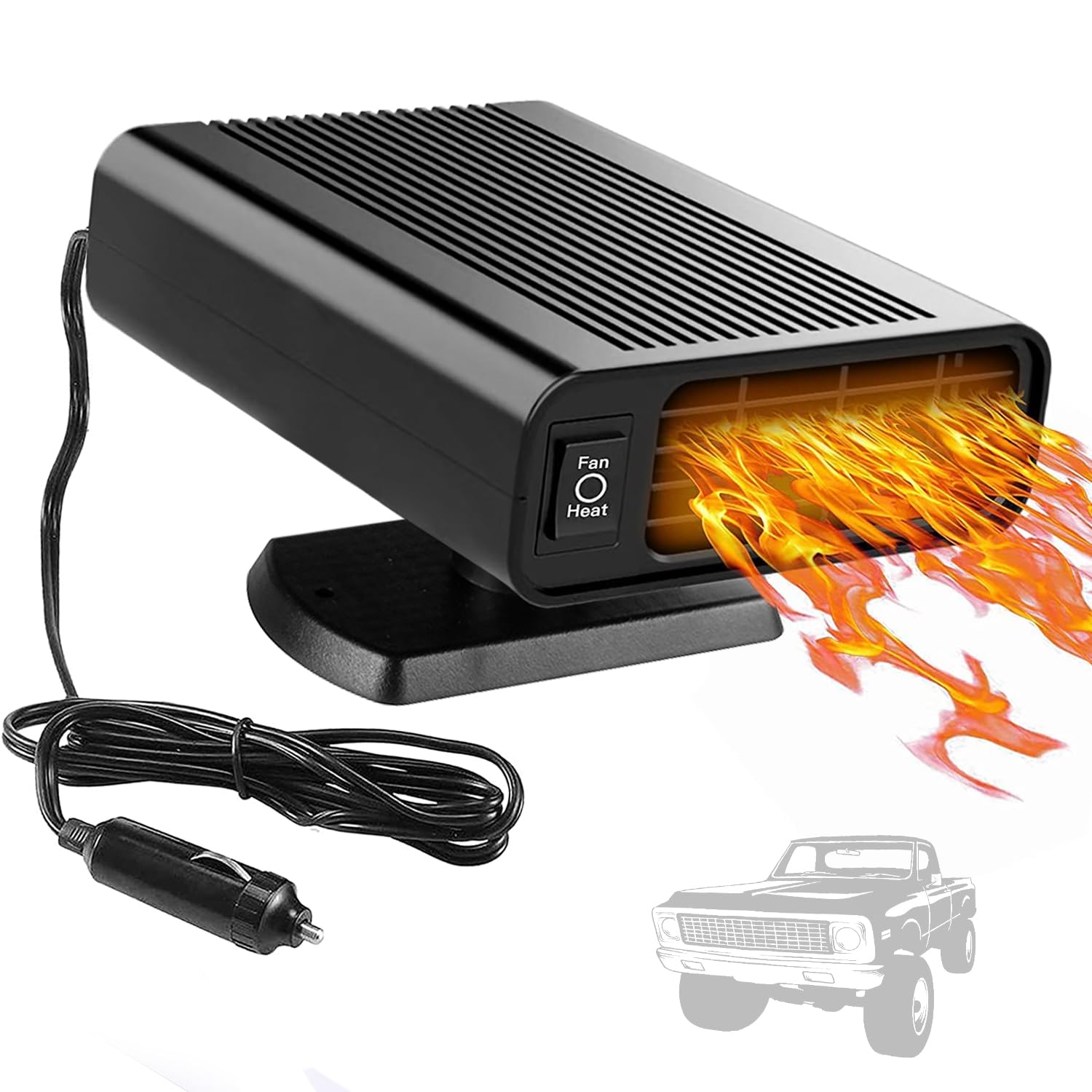 150W 12V Portable Car Heater & Defroster - Cigarette Lighter Plug-In Heater for Winter - Fast Warm-Up for Cars, Trucks & RVs - Perfect for Cold Mornings & Road Trips