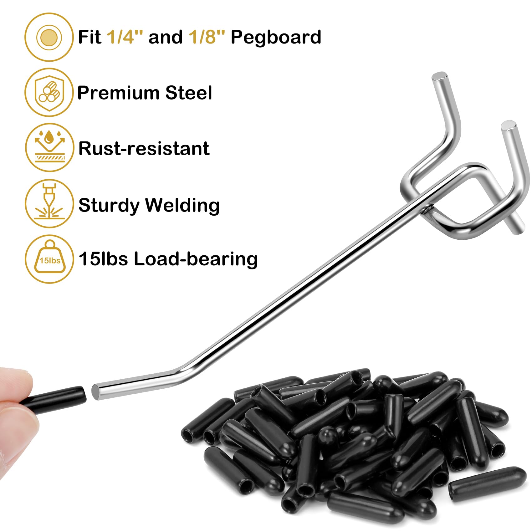 26 Pack 4 Inch Pegboard Hooks - Heavy Duty Peg Board Hooks for Hanging Tools & Organizing - Fits 1/25