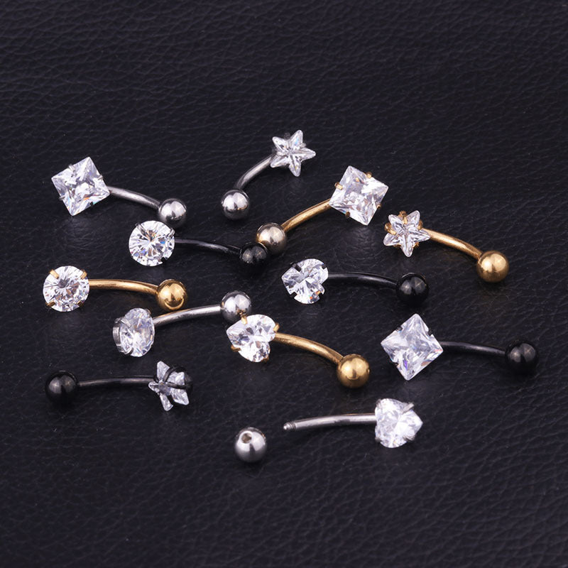 14G Surgical Steel Heart Navel Belly Button Ring - Durable Body Jewelry for Women | BR8565 | Perfect for Everyday Wear, Parties & Piercing Collection