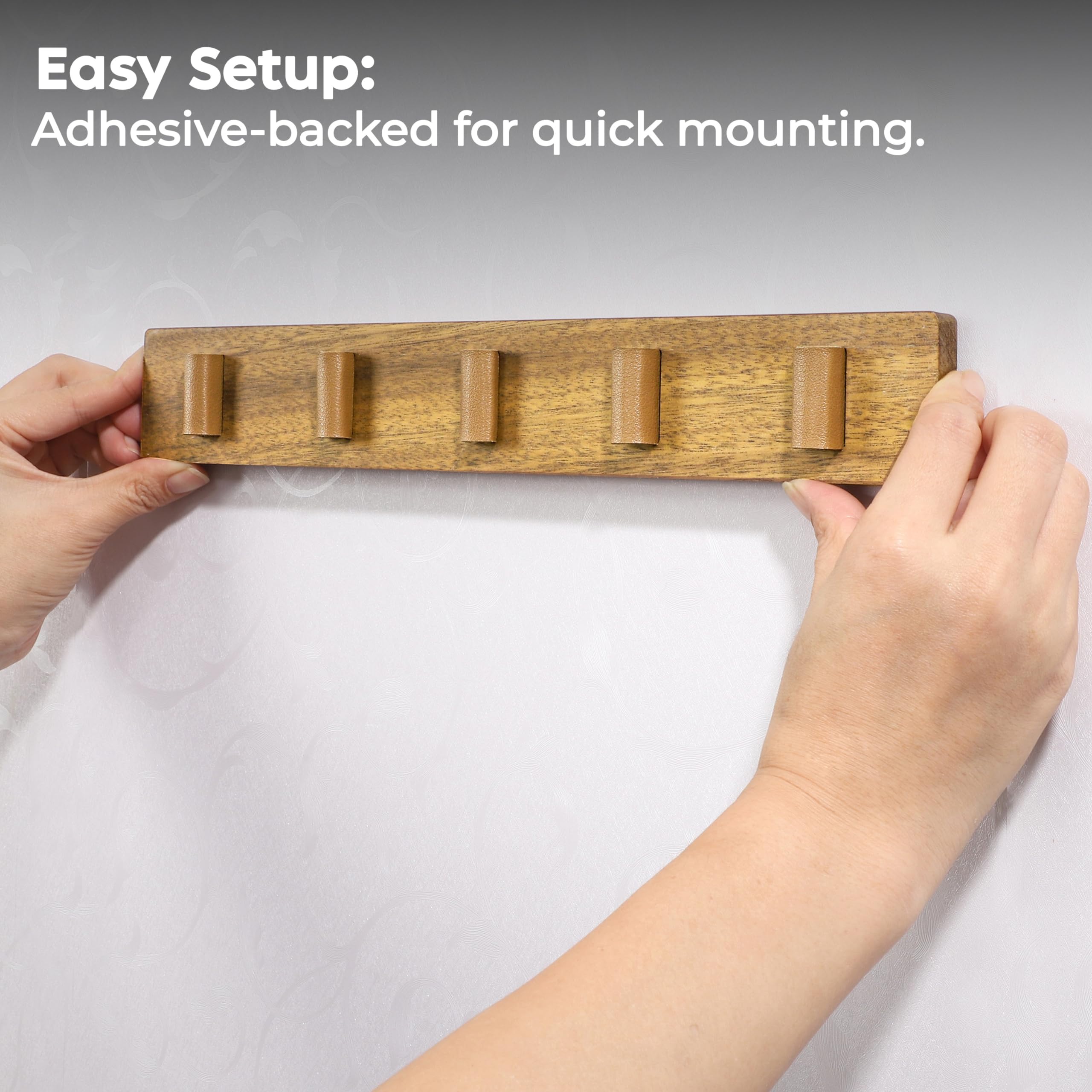 Wall Mounted Sunglass Holder - 5 Slot Eyeglass Organizer for Multiple Glasses Display & Secure Storage (Walnut) - Perfect for Bedroom, Bathroom, Office, or Entryway Organization