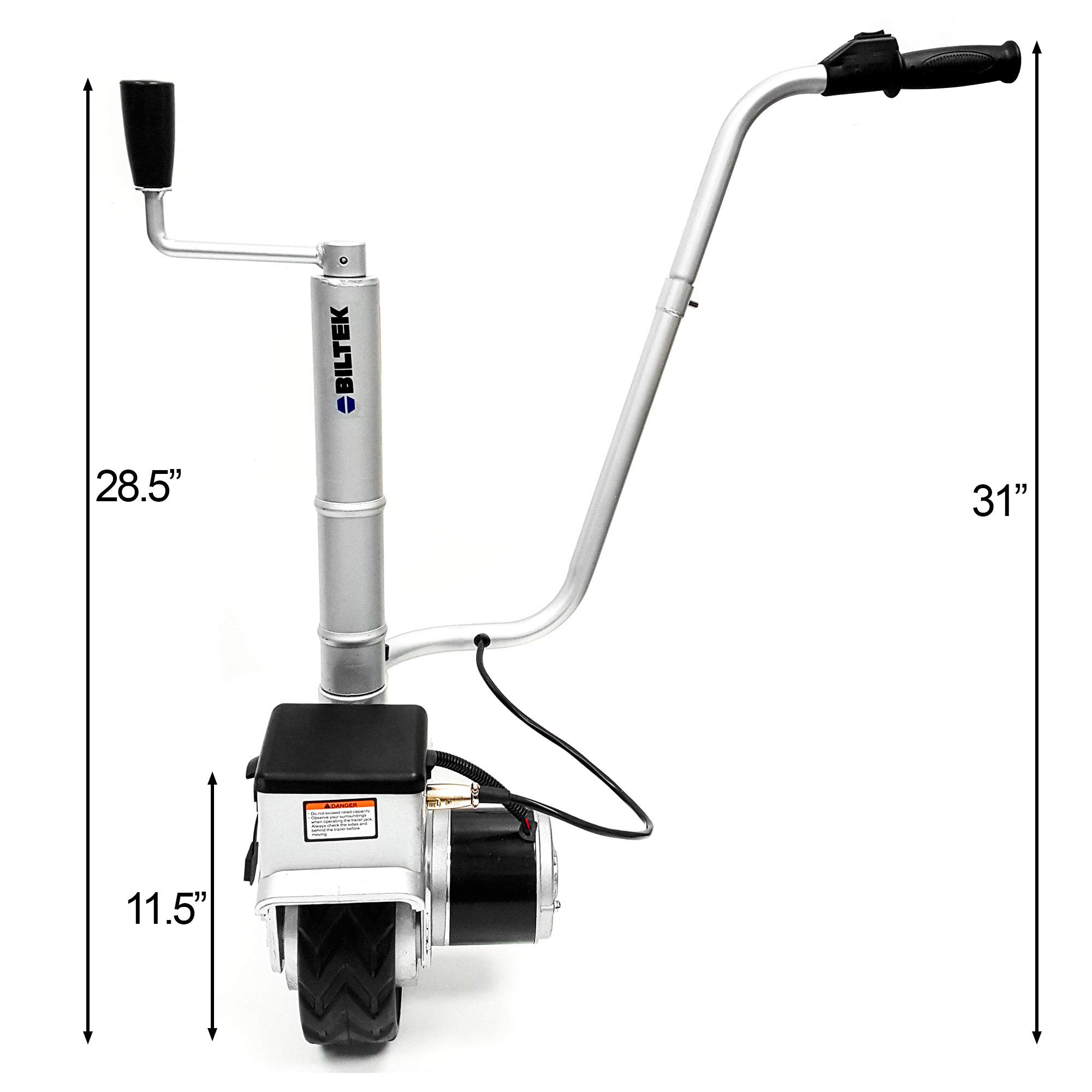 350W 12V Electric Trailer Jack - Heavy Duty 2500Lbs Capacity Trailer Mover with Lock & Key for Utility Trailers, Campers, Caravans & Boats - Easy Maneuvering for Parking & Storage