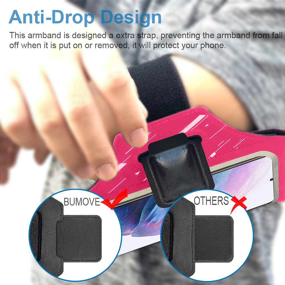 Running Armband for Samsung Galaxy S25/S24/S23/S22/S21 - Phone Holder with Zipper Pocket & Headset Bag - Perfect for Workouts, Jogging & Sports (Pink) - Keep Your Phone Secure While Running, Cycling or Gym Training