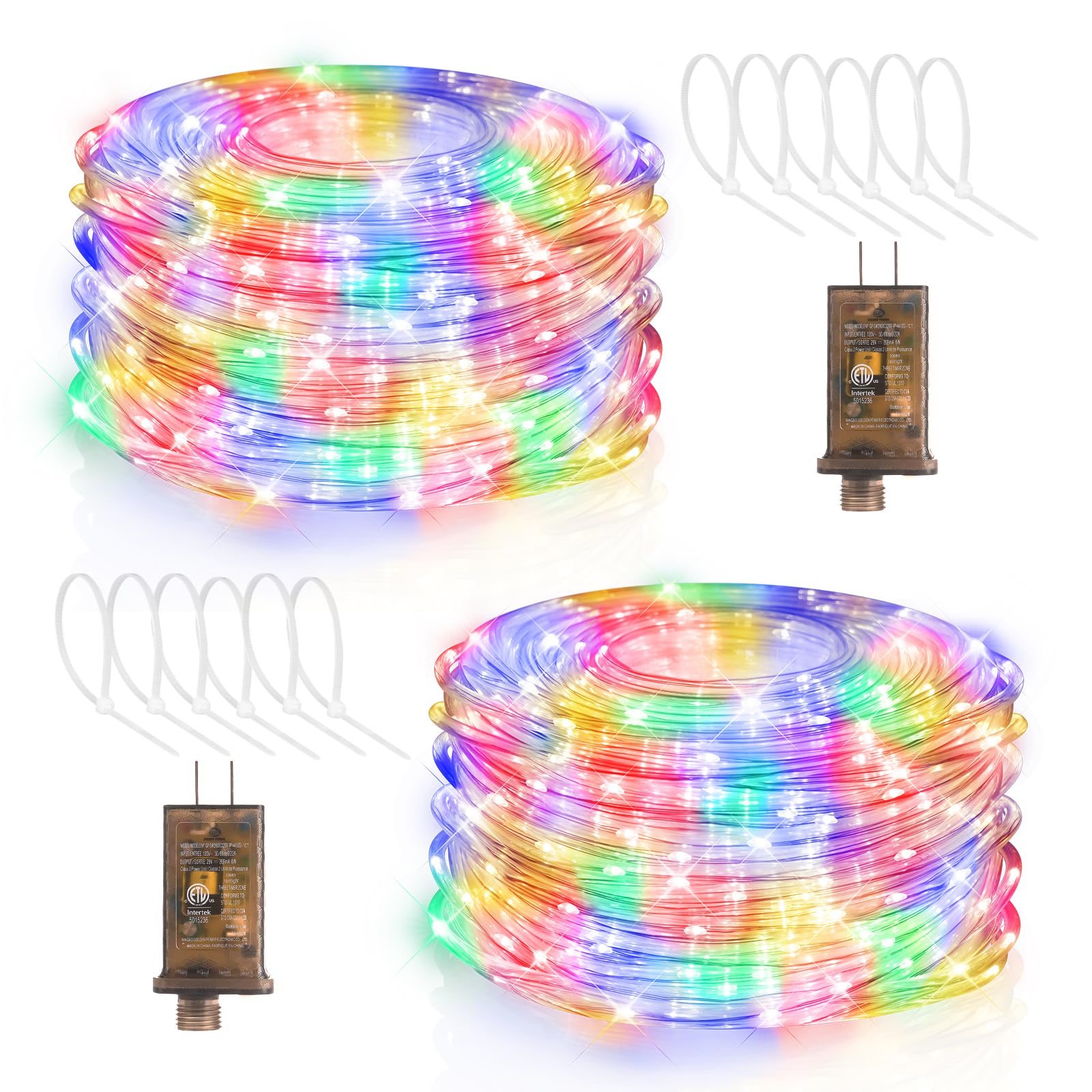 2 Pack LED Rope Lights Waterproof - 197FT 600 LED Flexible Tube Lights with 8 Modes & Remote Control - Outdoor String Lights for Garden, Patio, Bedroom, Party - Indoor/Outdoor Decoration Lighting
