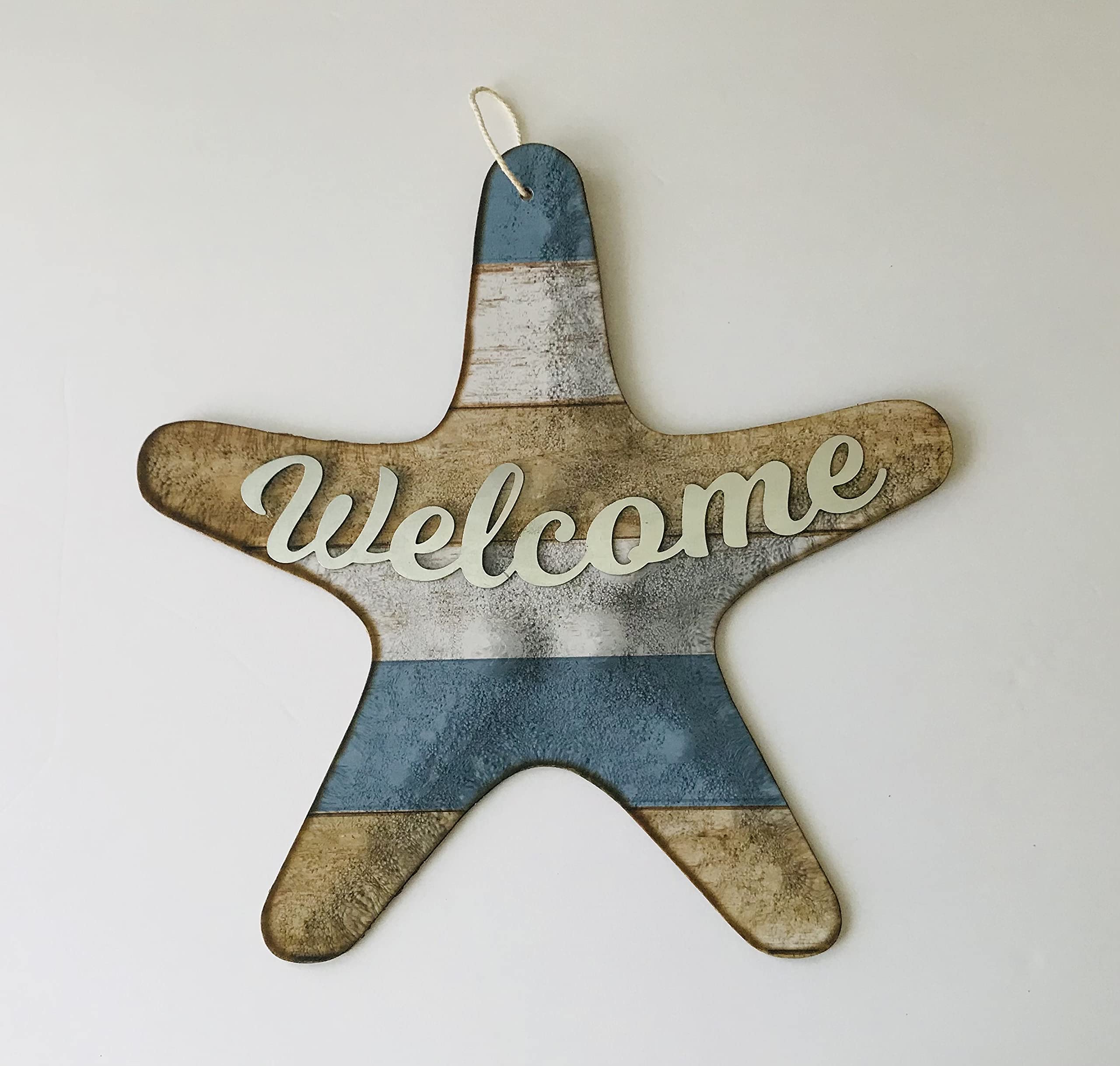 Starfish Wood Wall Hanging - Nautical Home Decor for Beach Weddings & Housewarming Gifts
