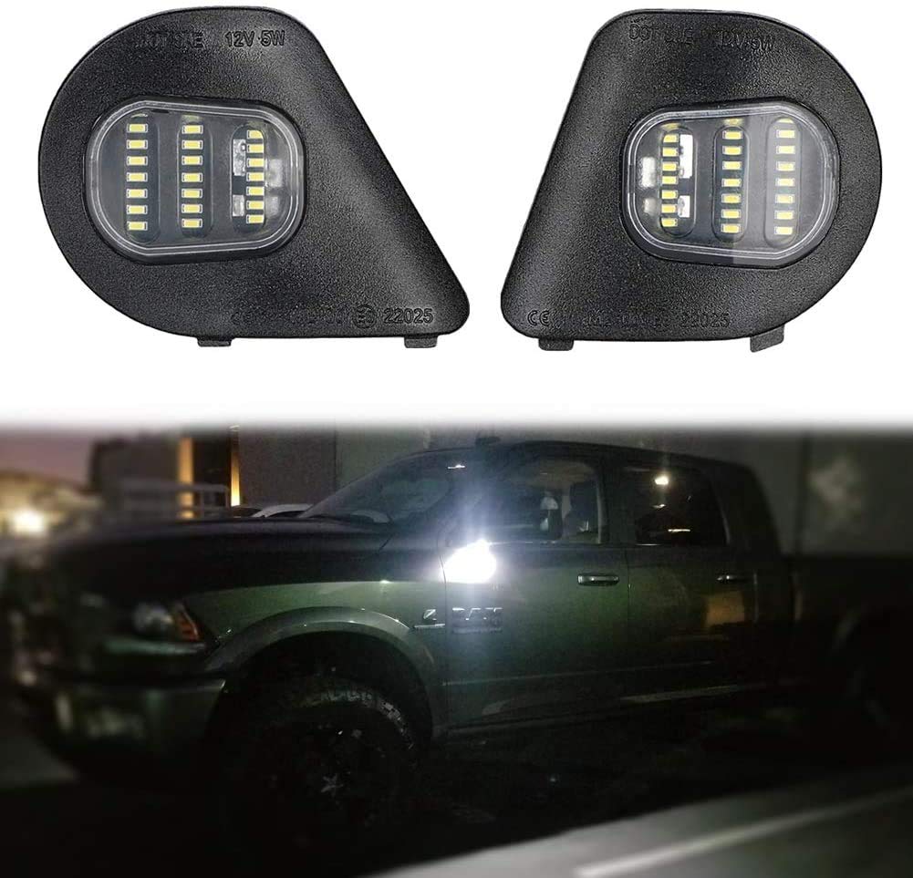 2010-2019 Dodge Ram 1500-5500 LED Side Mirror Puddle Lights - 6000K Diamond White Replacement Kit (2-Pack) - Enhance Night Visibility & Style for Pickup Trucks