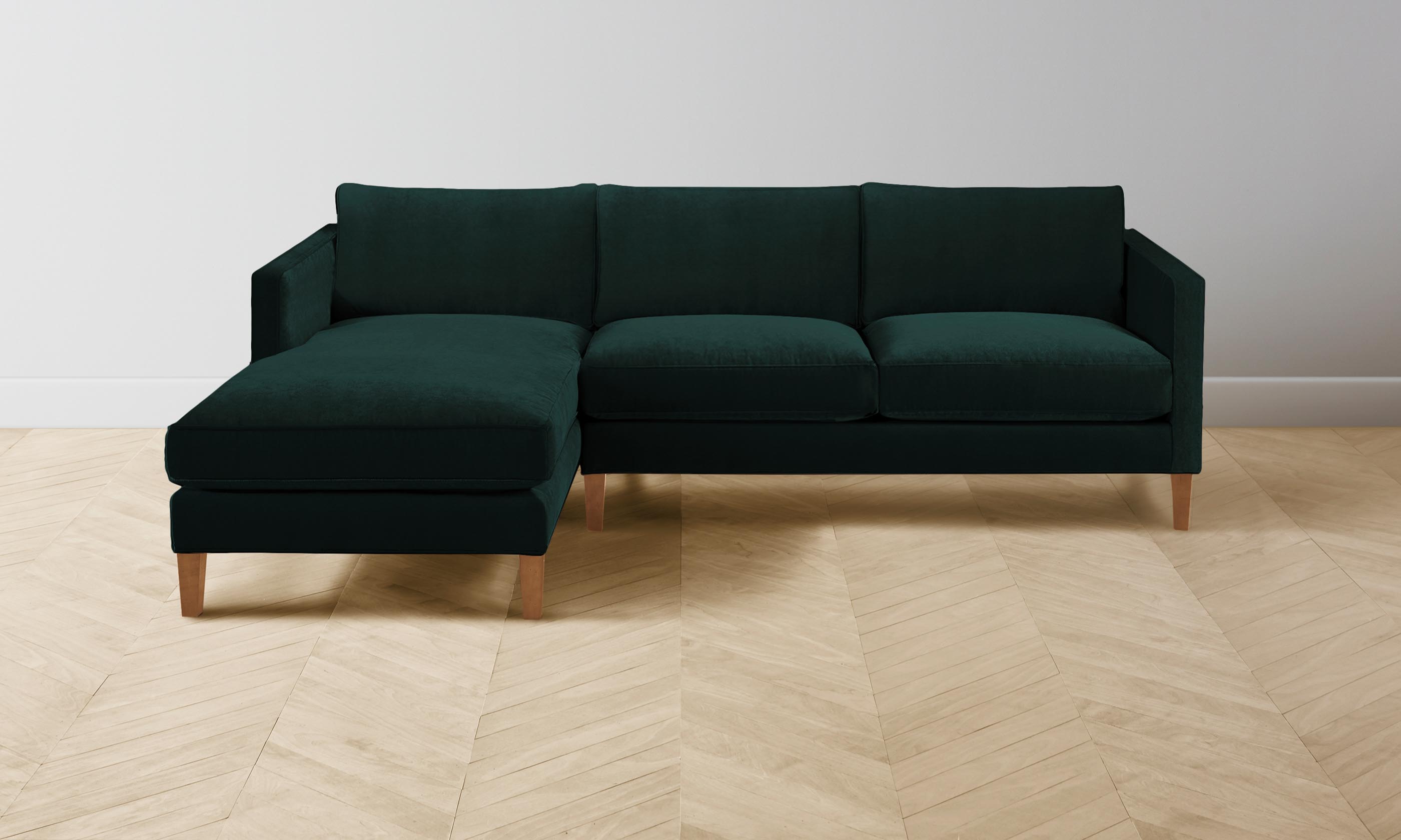 Crosby Sectional Sofa - Performance Velvet Emerald Green Upholstery for Living Room, Lounge & Entertainment Spaces