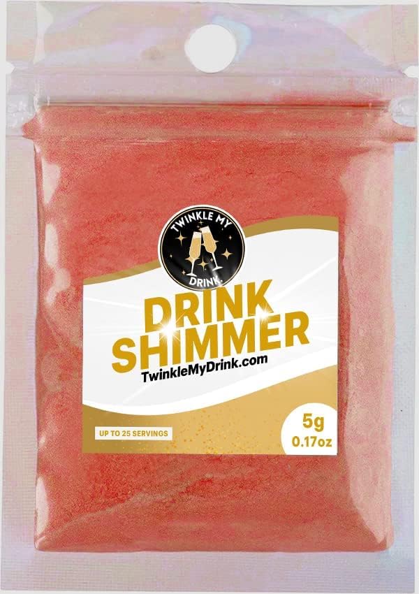 Twinkle My Drink® Red Edible Glitter for Drinks & Cocktails - Valentine's Day Party Decorations - 5g (25 Servings) - Perfect for Cocktail Garnish, Cupcake Topping, and Festive Beverage Decoration