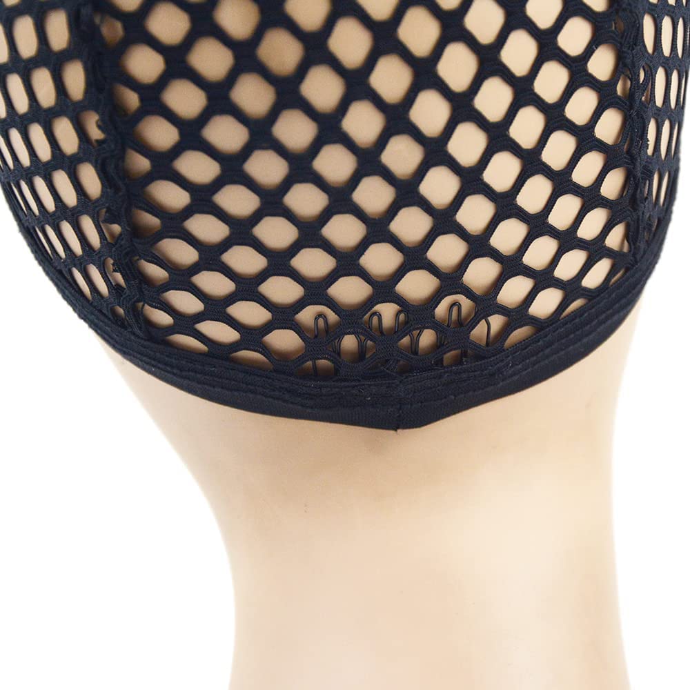 YANTAISIYU 2 Pack Black Stretchable Mesh Wig Caps with 4 Hair Clips - Breathable Crochet Braided Wig Liner for Wig Making & Hair Styling - Perfect for Cosplay, Daily Wear & Protective Hairstyles