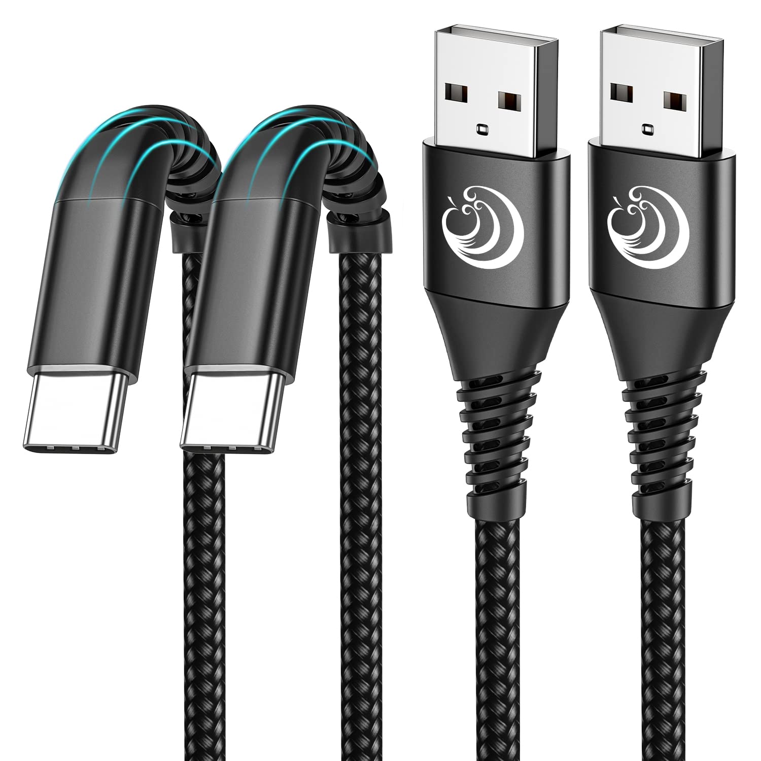 10FT 2-Pack USB C Cable Fast Charging 3A - Type C Charger Cord for Samsung Galaxy S23/S22/S21/S20/A50/A51/A52, Moto G Stylus/Power/G7/G6/Z4 - Durable Long Charging Cable for Home, Office & Travel