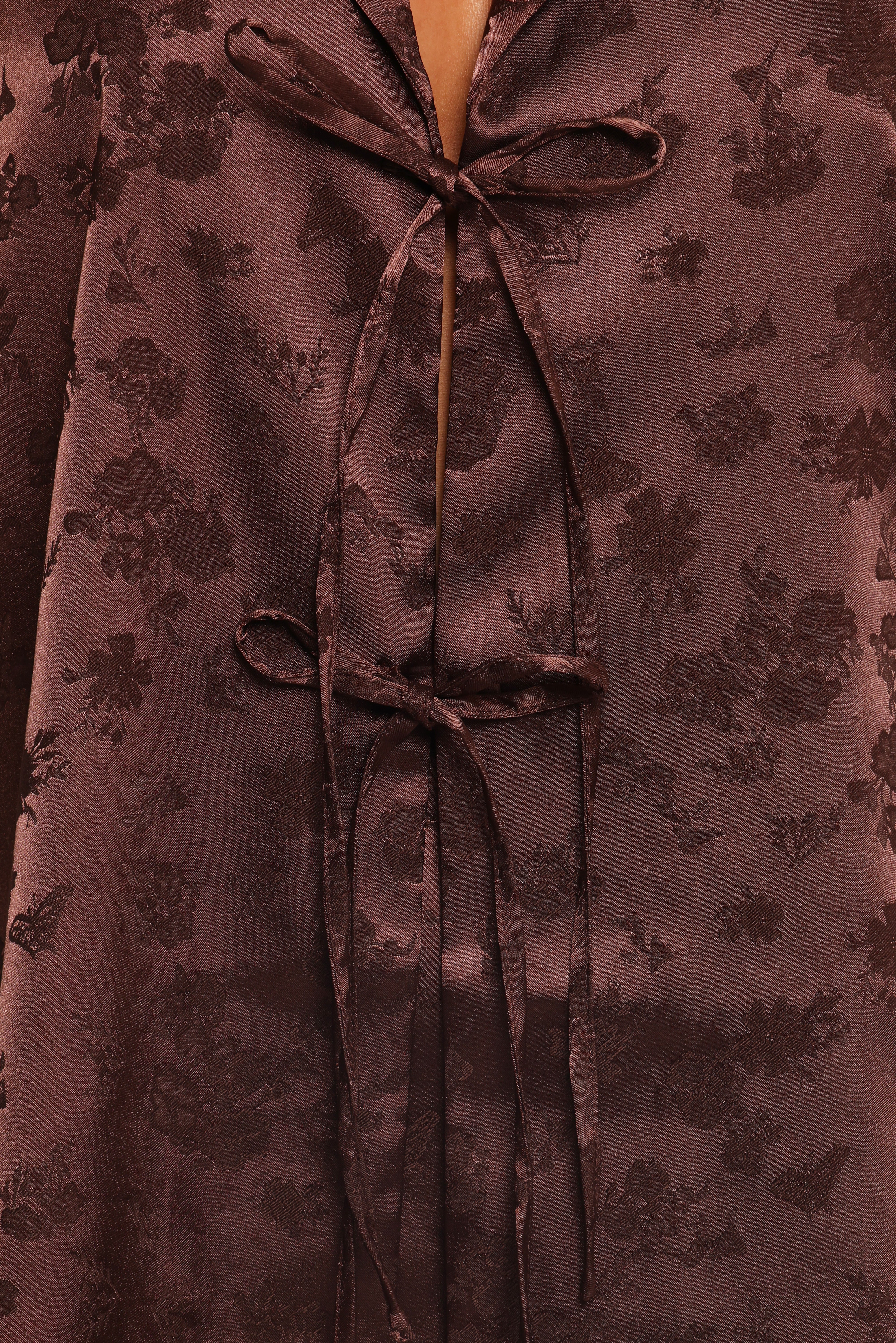Aaliyah Women's Satin Tie Front Blouse in Chocolate Brown - Perfect for Date Night & Evening Outfits