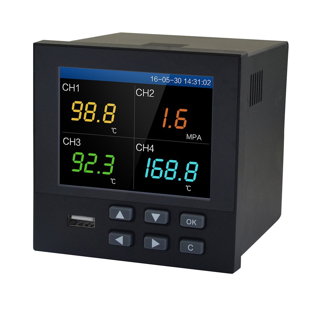 Rhegene 4-Channel Digital Paperless Recorder - Temperature Data Logger DV24 for Industrial Monitoring & Laboratory Use