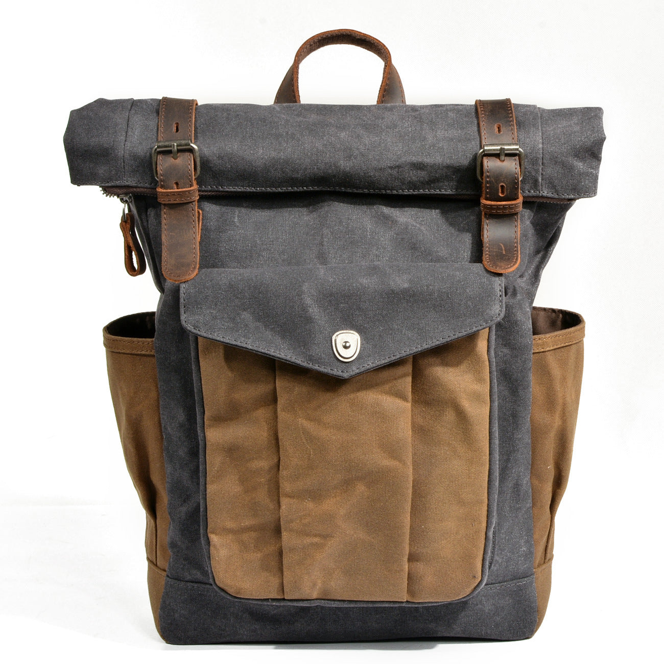 Durable Waxed Canvas & Genuine Leather Backpack for Men & Women - Waterproof Laptop Bag for Travel, Work, School & Outdoor Adventures