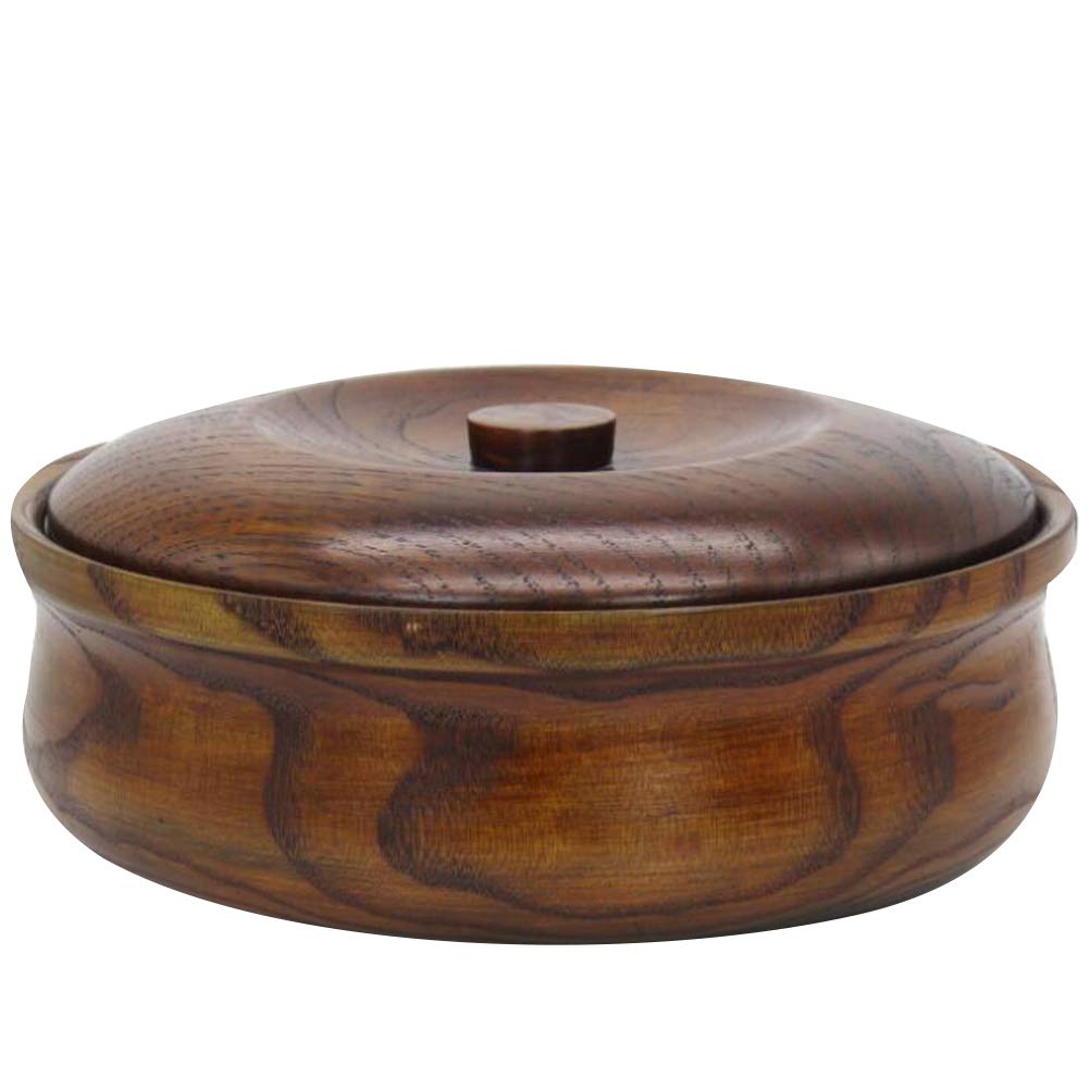 UPKOCH Wooden Fruit Bowl with Lid - Retro Snack Holder for Home & Kitchen, Coffee Table Storage (22-23x7.5cm) - Perfect for Displaying Fruits, Nuts, Candy, and Organizing Living Room or Office Decor