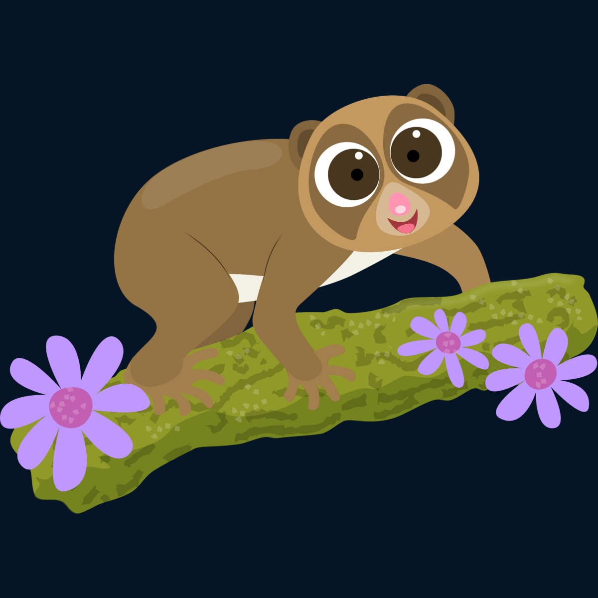 Design By Humans Men's Cute Happy Slow Loris on Branch Cartoon Graphic Tank Top - Comfortable Casual Tee for Summer Outings & Lounge Wear