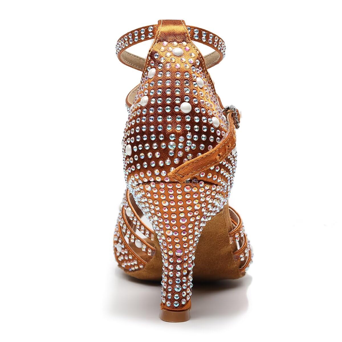 Sparkling Rhinestone Women's Latin Dance Shoes - Salsa, Bachata, Ballroom Satin Practice Shoes for Women | Perfect for Dance Classes, Performances & Social Dancing