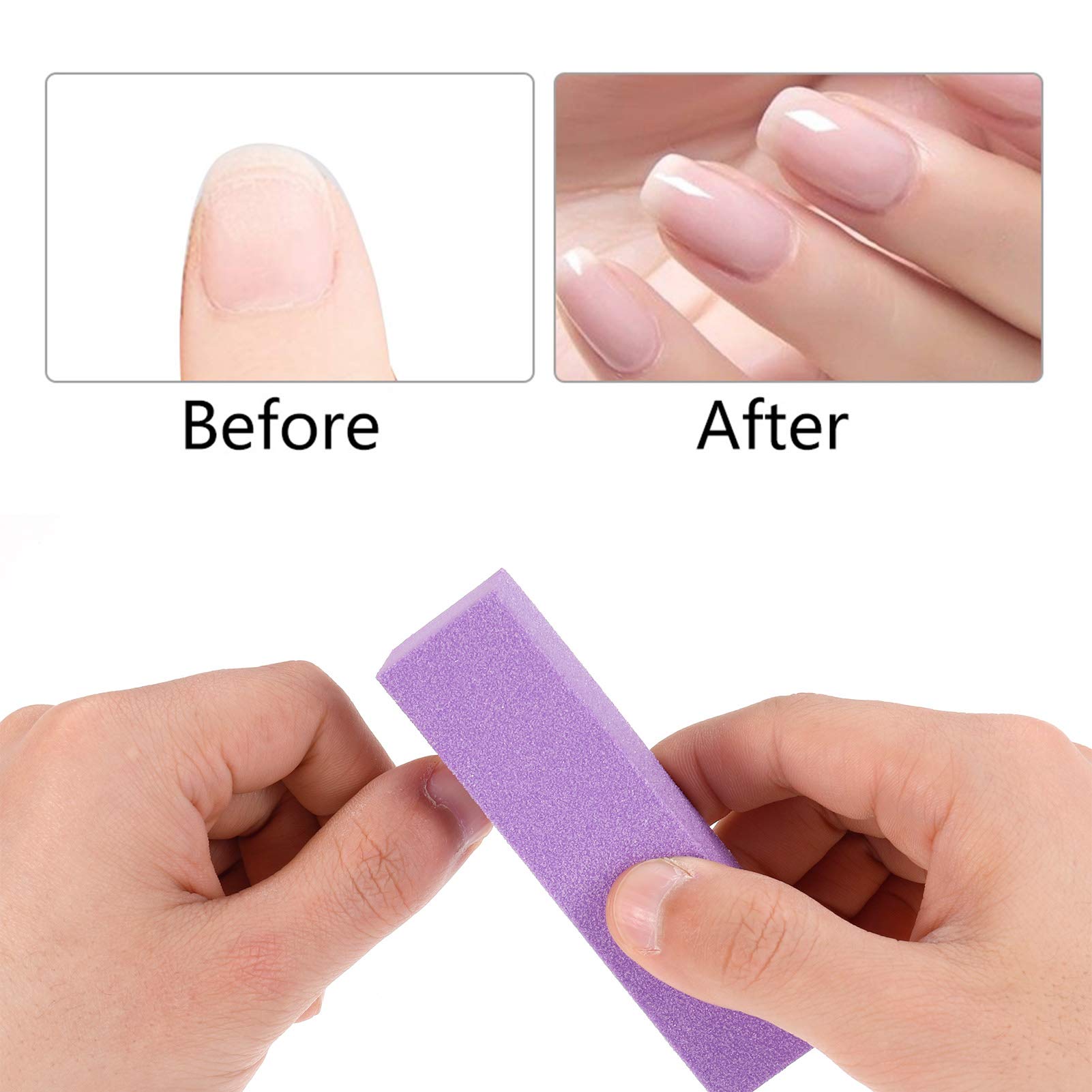 Professional 10pcs Nail Buffer Blocks for Gel & Acrylic Nails - 120 Grit Salon Nail Files, Manicure Sanding Blocks Kit (Purple) - Perfect for Home & Salon Nail Care, DIY Manicures & Nail Art
