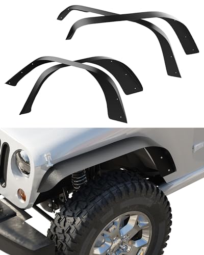 GARVEE 4-Piece Black Fender Flares for 2007-2018 Jeep Wrangler JK & JKU Models - Durable Off-Road Protection & Stylish Upgrade for Jeep Enthusiasts | Perfect for Trail Riding, Mudding & Custom Jeep Builds
