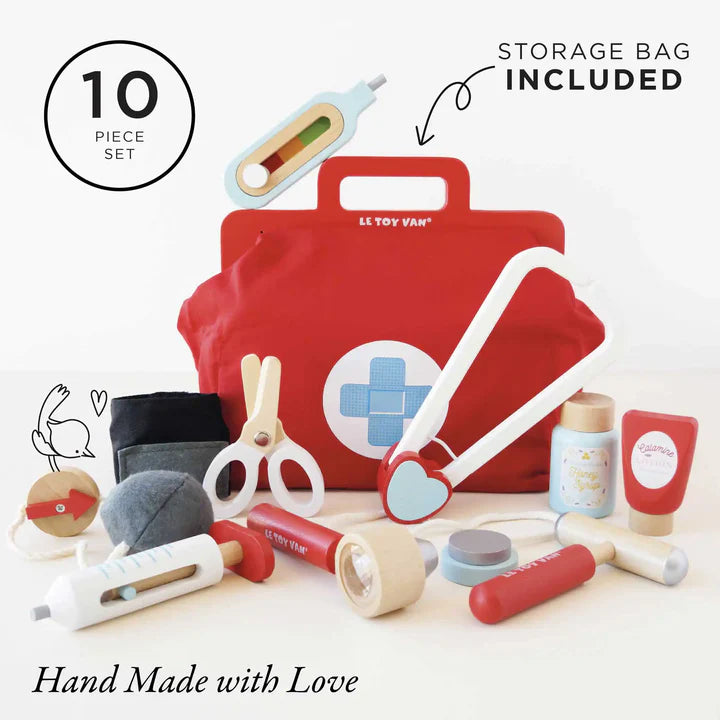 Premium Wooden Doctor Play Set for Kids - Pretend Play Medical Kit with Stethoscope, Syringe & Accessories - Ideal for Role Play, Gift & Educational Fun
