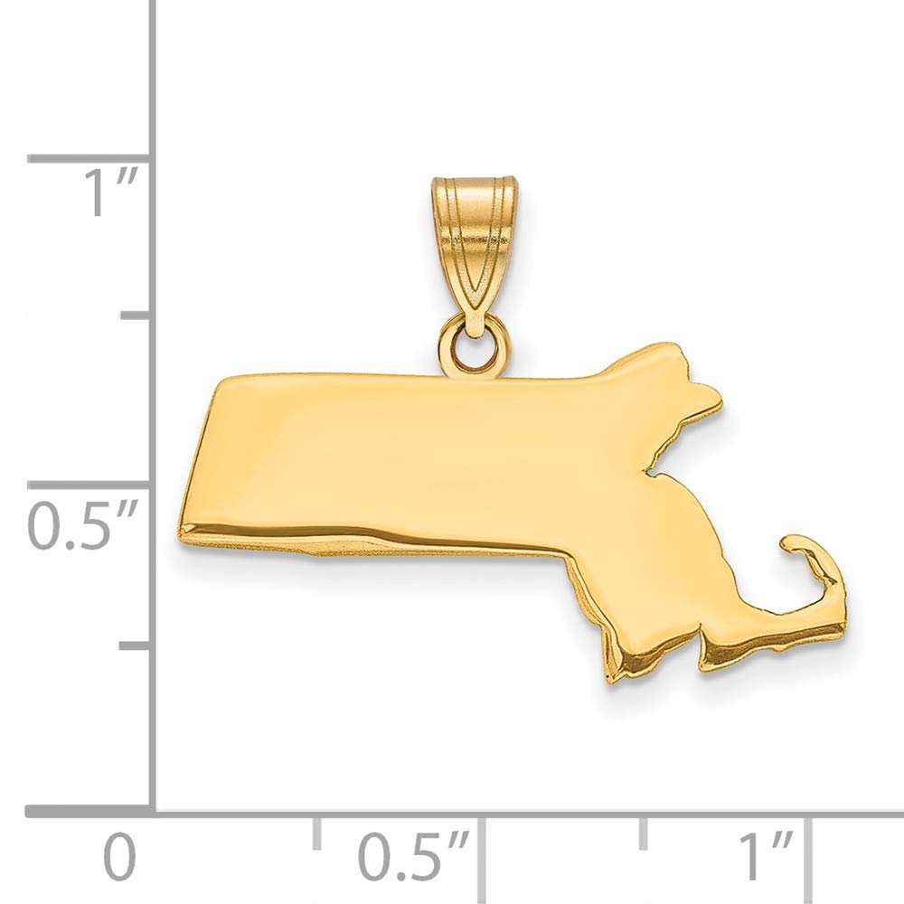 14k Solid Yellow Gold Massachusetts State Souvenir Pendant Charm with Bail | Perfect for Jewelry Making, Necklace Charms & Gift Giving