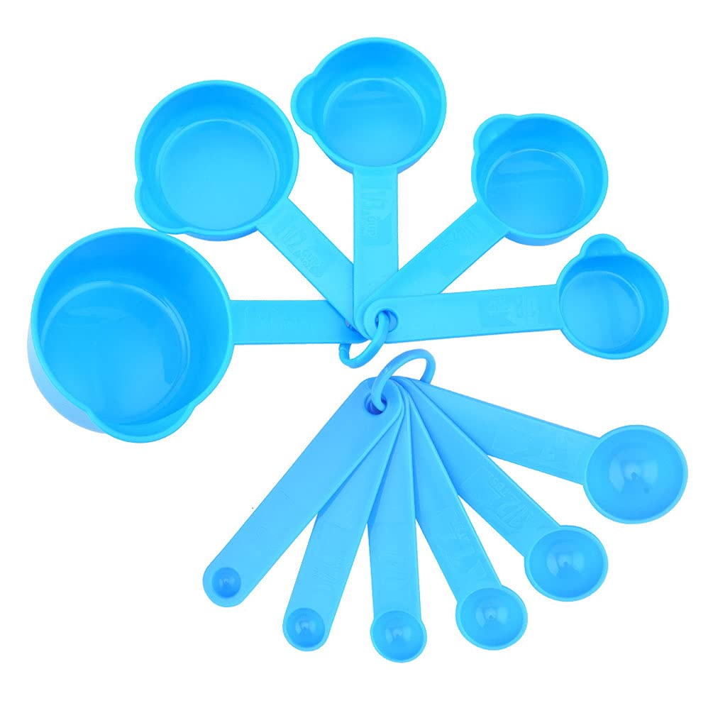 11-Piece Plastic Measuring Spoons and Cups Set for Baking, Cooking & Kitchen - Blue | Essential for Home Bakers, Meal Prep & Accurate Recipe Measurements