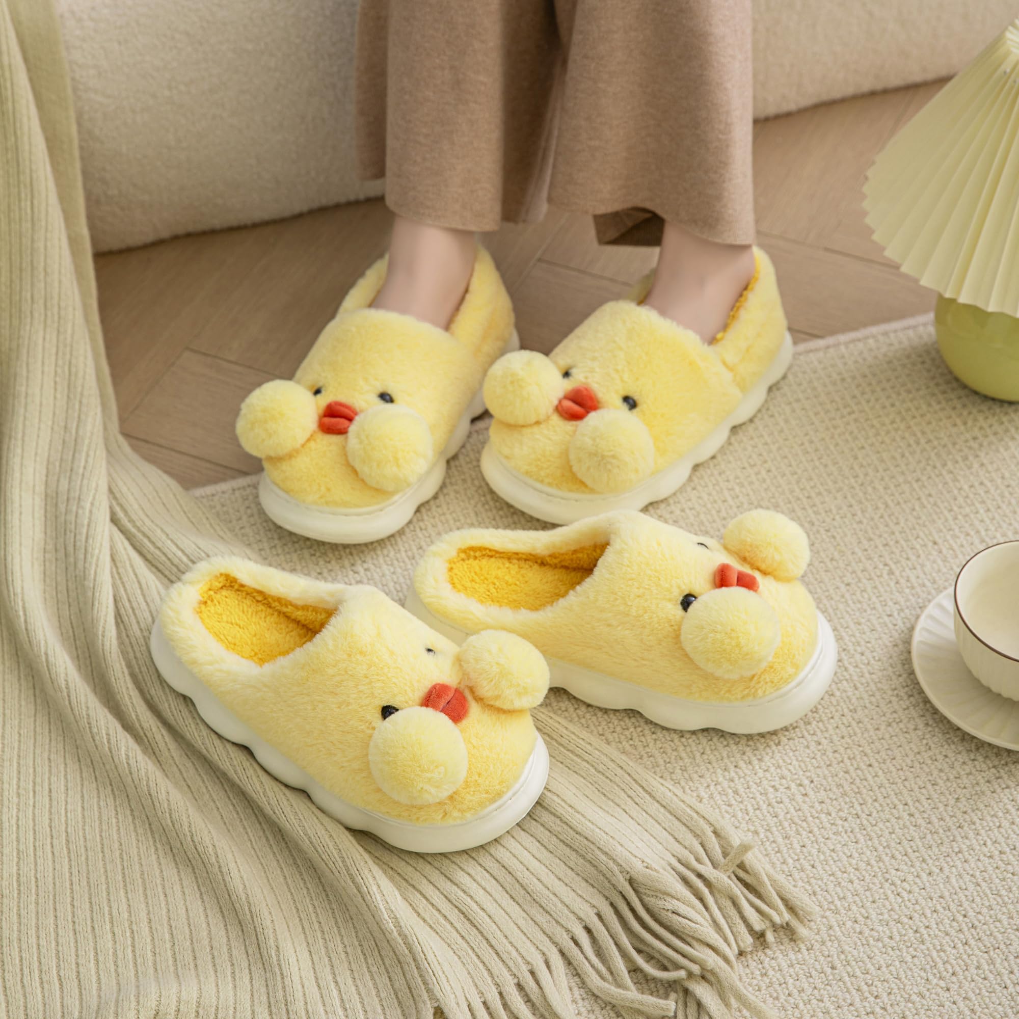 LANFIRE Women's Duck Cotton Slippers - Cozy Warm Plush Animal House Shoes for Indoor Comfort - Perfect for Winter Lounging, Relaxing at Home & Gift Giving