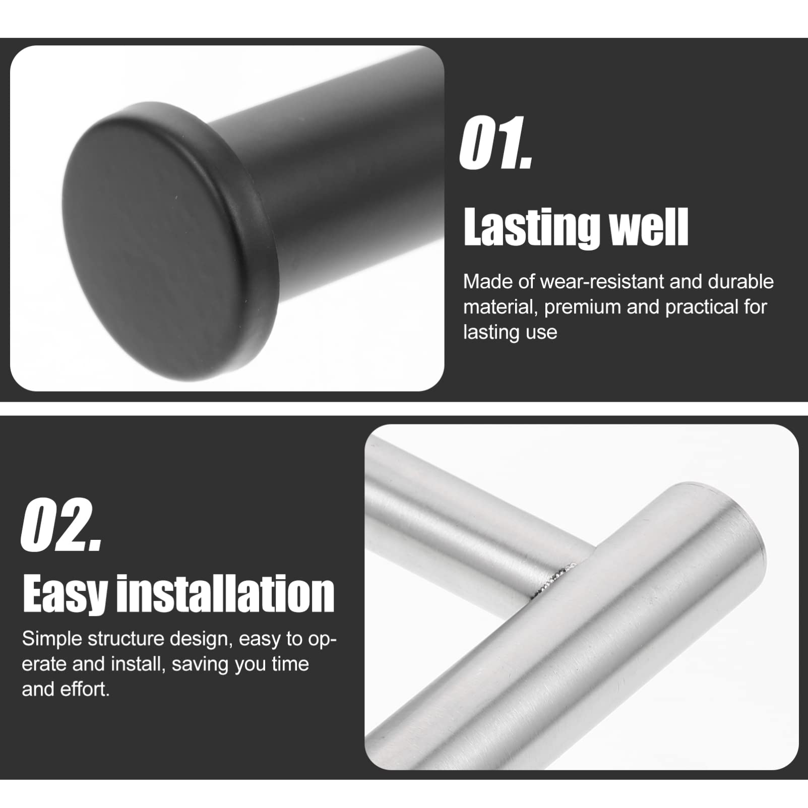 2-Pack Cabilock Wall-Mounted Towel Rack - No Drill Paper Towel Holder & Bath Towel Organizer for Kitchen, Bathroom & Laundry Room Storage