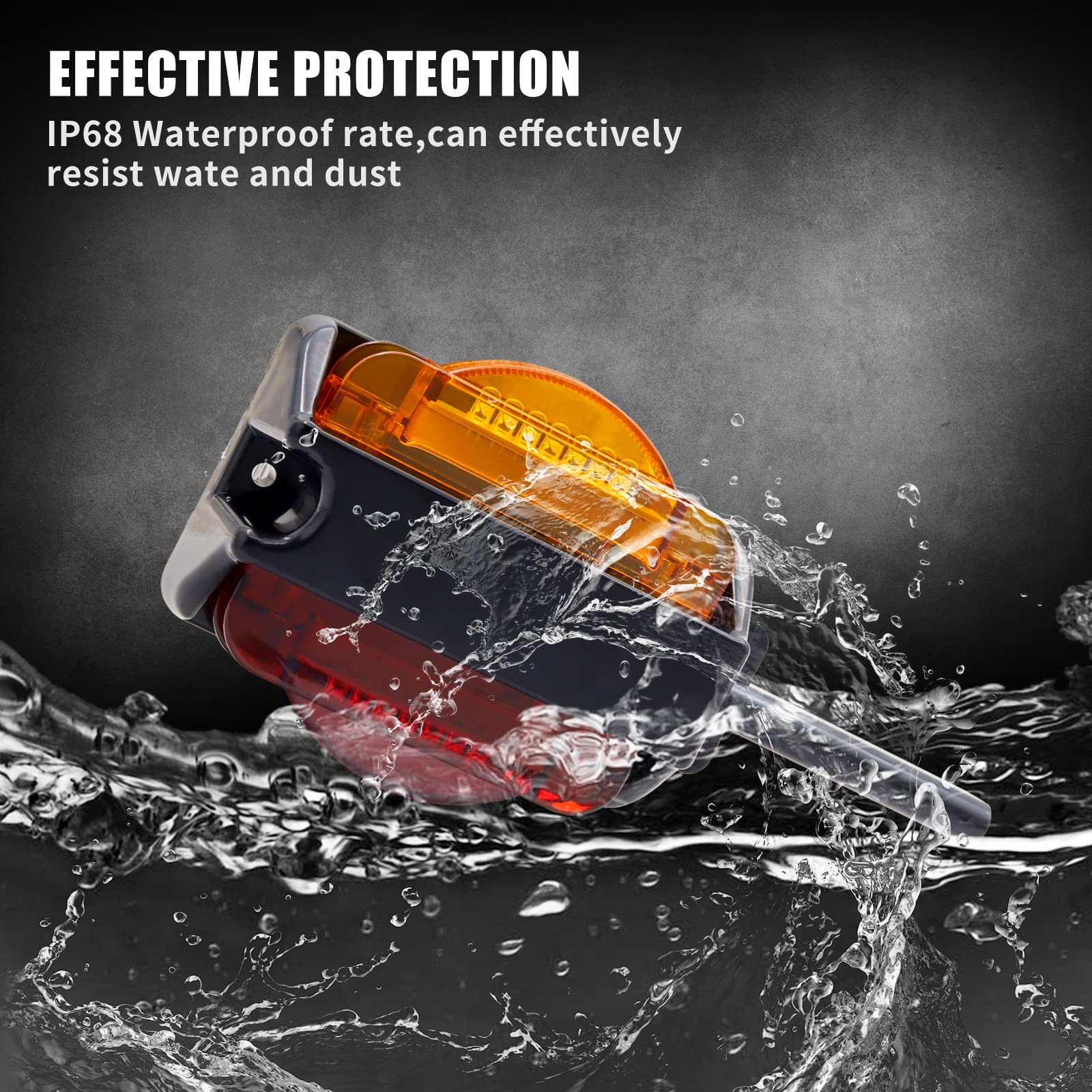 2PCS 14 LED Trailer Lights - Red & Amber Dual Face Truck Clearance Marker Lights with Brake, Stop, Turn Signal Indicators for Trailers, Lorries, Caravans, Vans & Tractors | Waterproof & Durable for Night Driving & Heavy-Duty Use