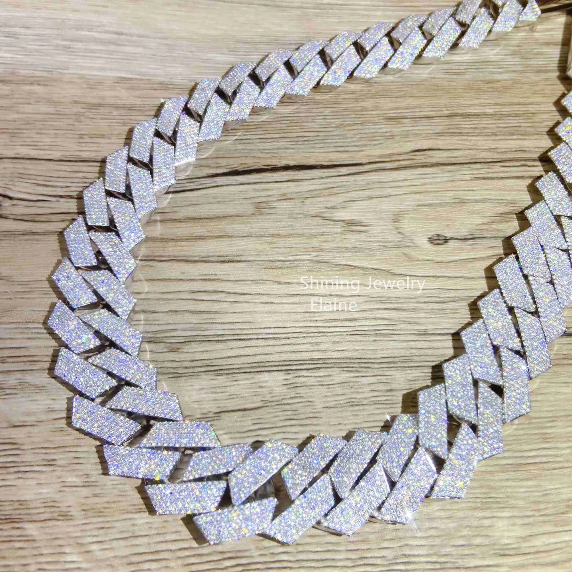 20 Silver VVS Moissanite Iced Out Cuban Link Chain Necklace for Men - Luxury Hip Hop Jewelry Gift for Birthday, Anniversary & Special Occasions