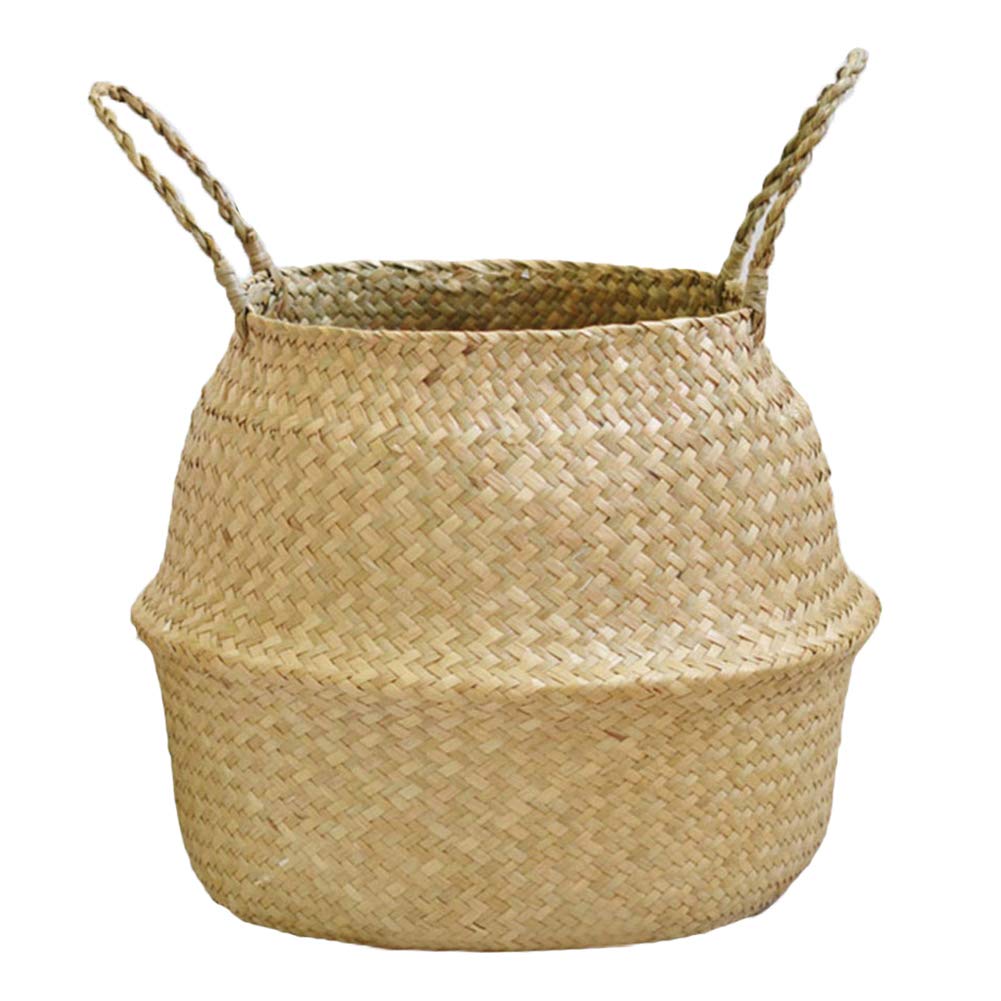 Foldable Bamboo Seagrass Basket - Large Storage Planter for Flowers, Plants & Home Decor | Perfect for Garden, Patio, Living Room & Indoor/Outdoor Organization