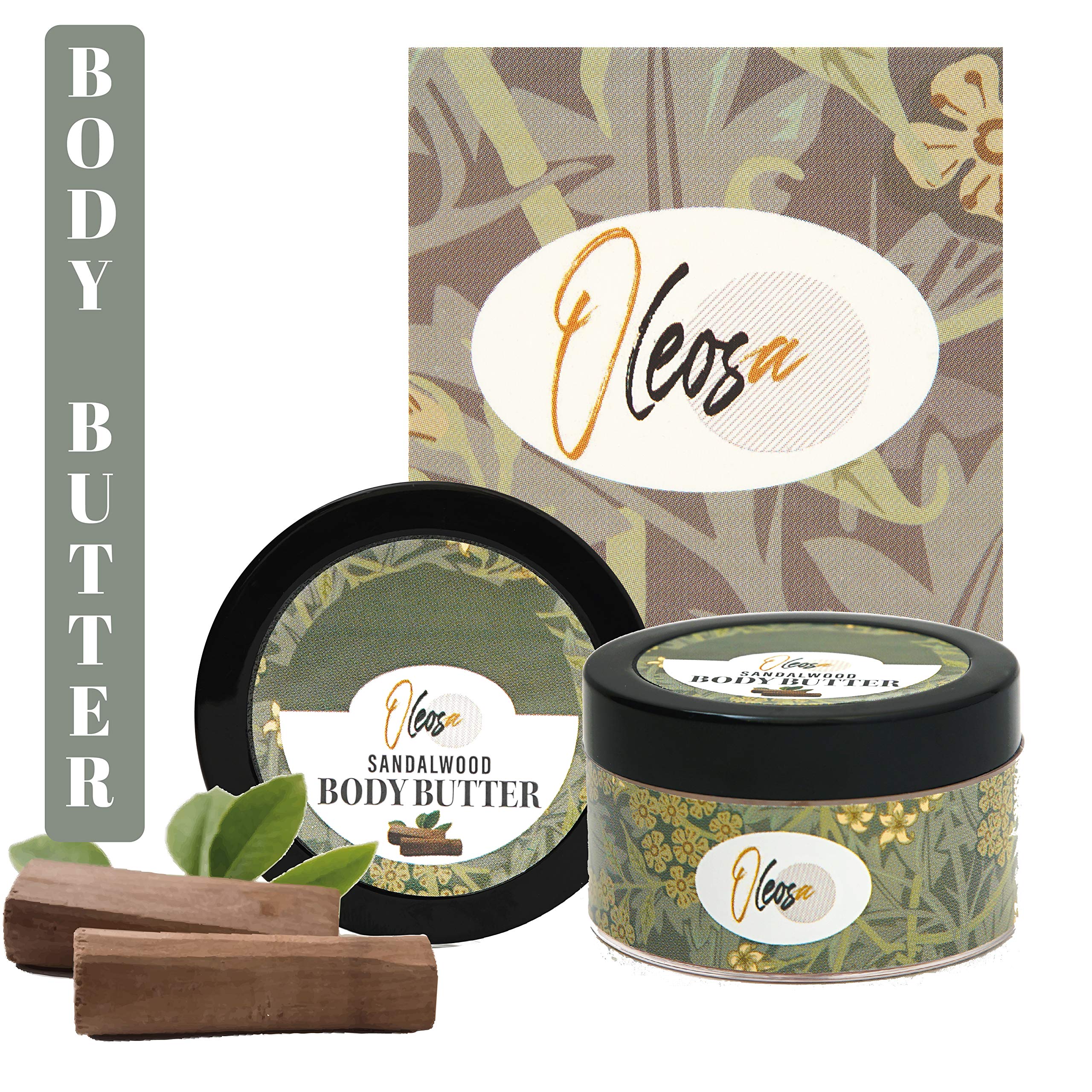 Oleosa Sandalwood Body Butter - 50gm Natural Moisturizing Cream for Dry Skin - Perfect for Spa, Massage & Daily Hydration