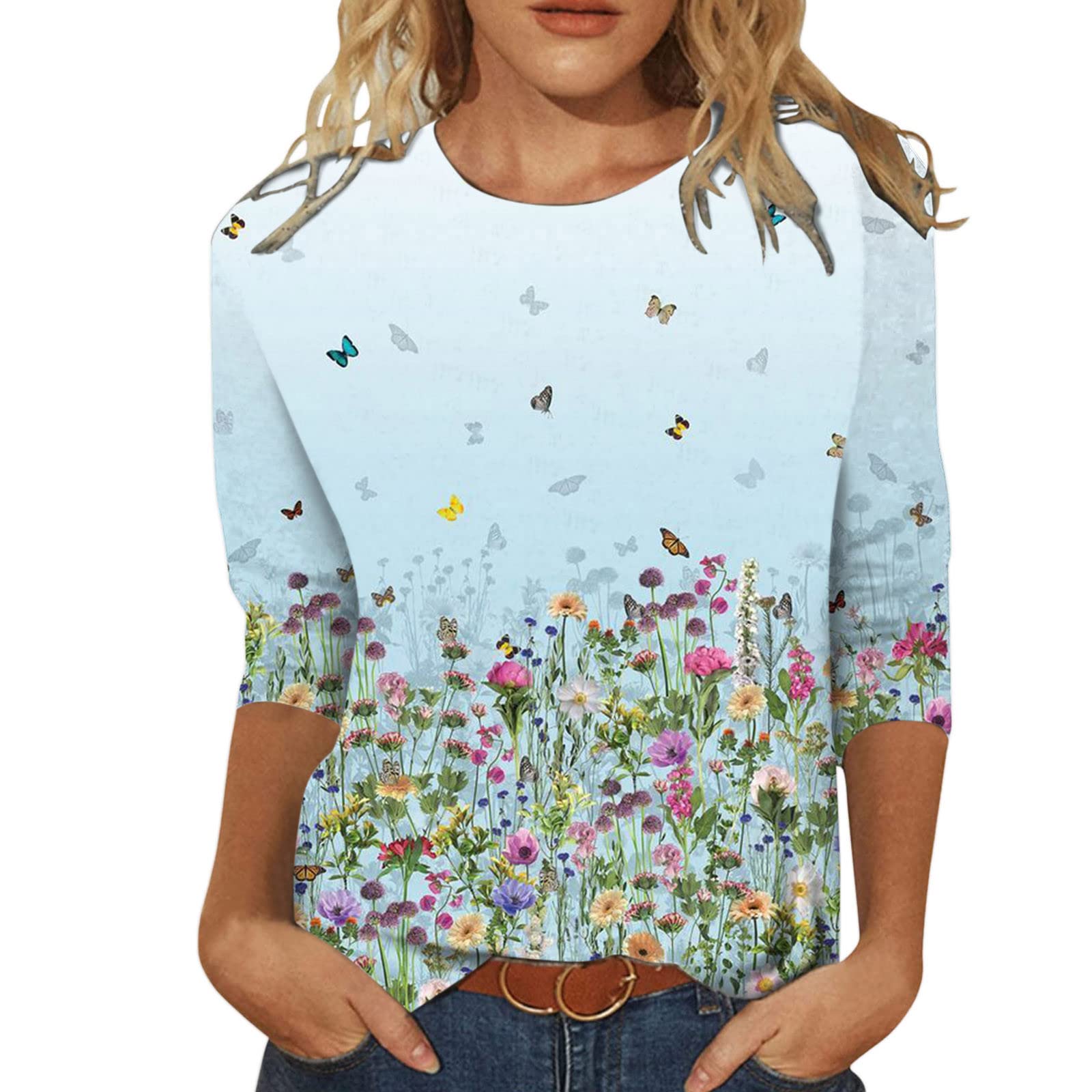 Plus Size Women's Tops - Floral Print Basic T-Shirts with O-Neck & Short Sleeve | Casual Fashion Tees for Curvy Women | Perfect for Summer Outfits, Weekend Wear & Plus Size Fashion