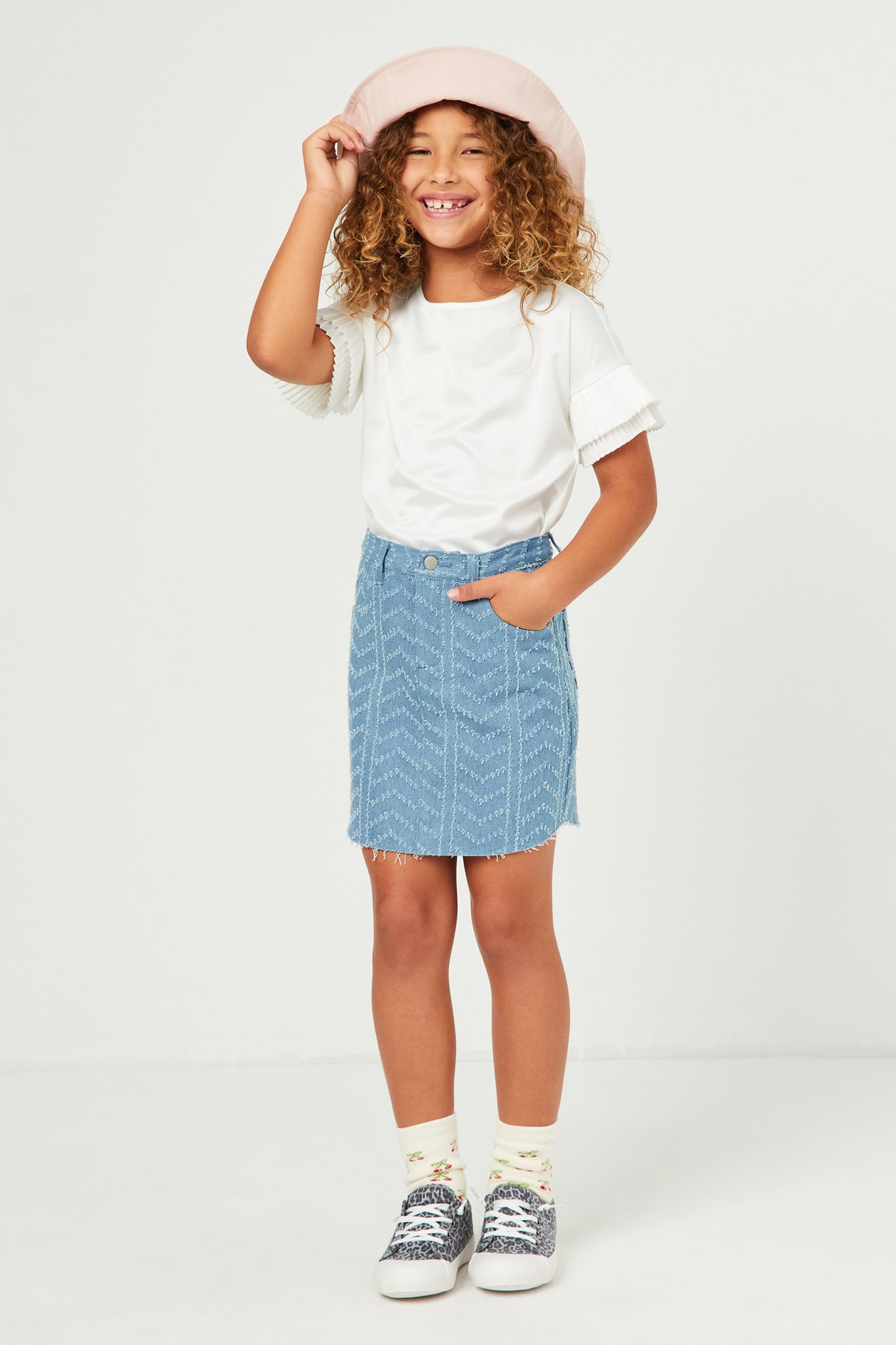 Stylish Herringbone Textured Denim Skirt for Women - High Waist A-Line Denim Skirt with Pockets - Perfect for Casual Outfits, Office Wear & Date Nights