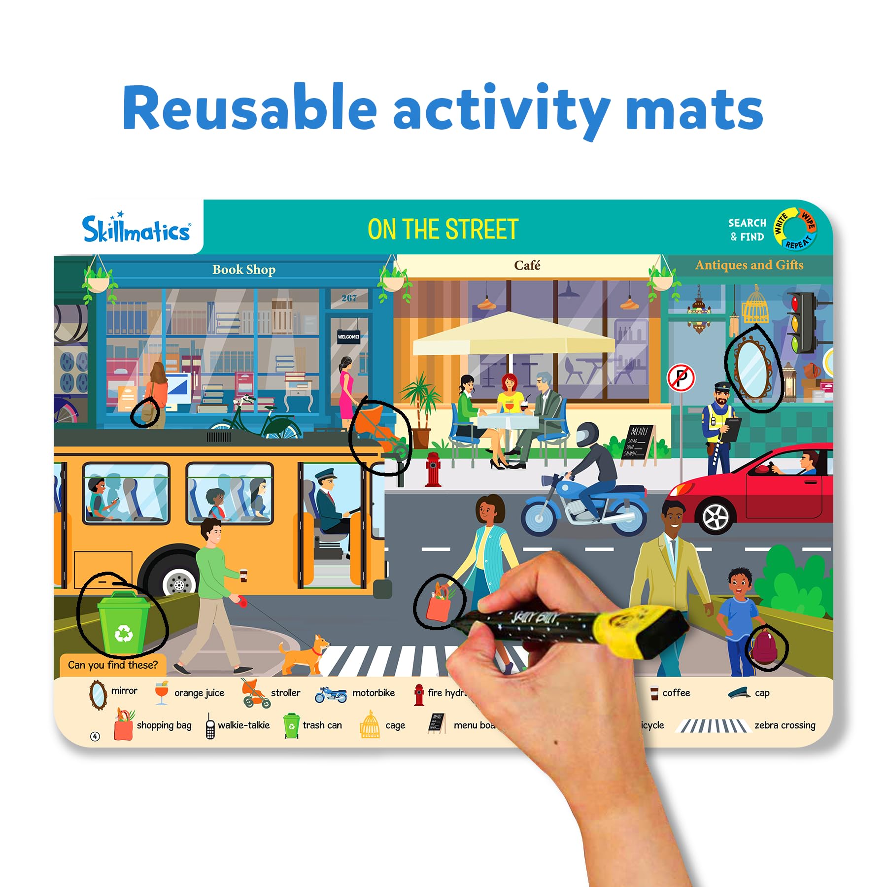Skillmatics Search & Find Educational Game for Kids Ages 3-6 | Reusable Preschool Learning Activities | Builds Vocabulary & Observation Skills | Perfect for Toddlers, Classroom & Homeschool Use | Great Gift for Boys & Girls Who Love Art & Crafts