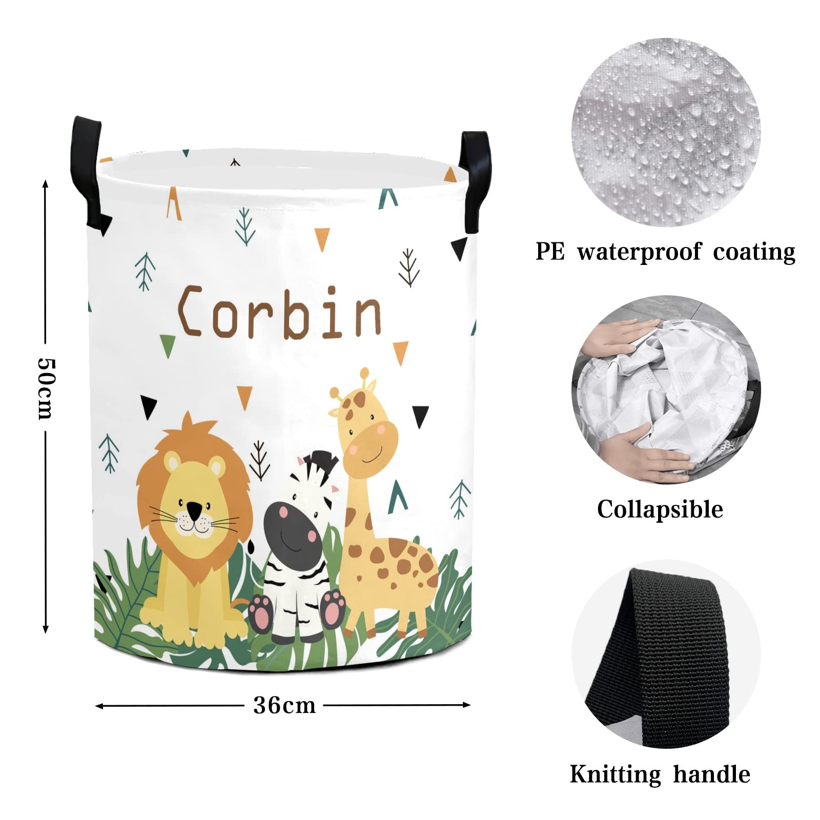 Custom Personalized Laundry Basket - Collapsible Clothes Hamper with Handle for Bathroom, Bedroom & Living Room Storage | Animal Print Design | Perfect for Home Organization & Space Saving